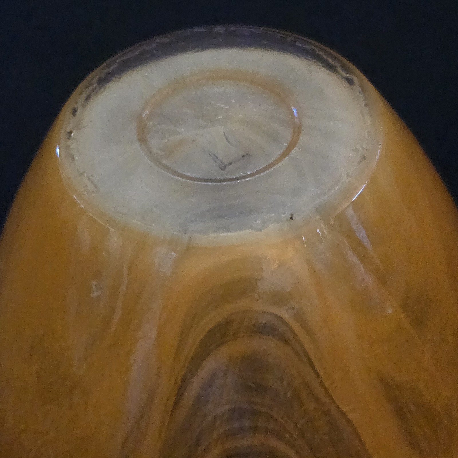 Art Swirl Glass Orange White Candle Holder Vase Bowl Unbranded 3¼” Tall w/ Issue