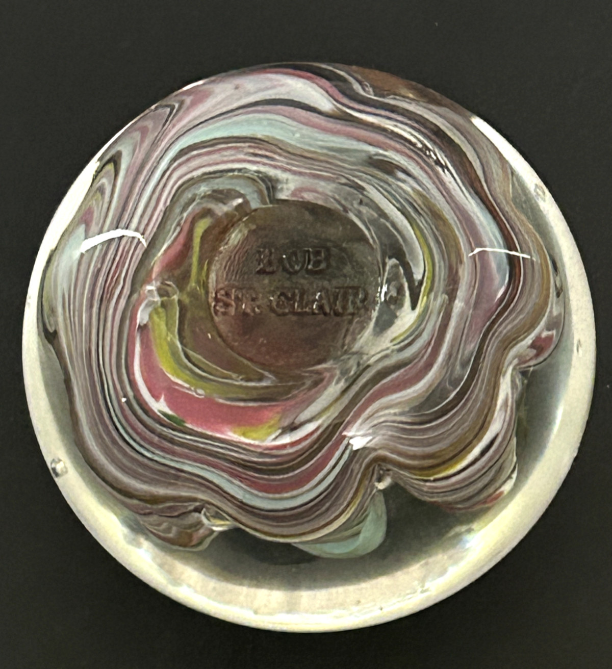 Vintage Bob St Clair Tutti Frutti Paperweight Impressed Stamp Multicolor USA