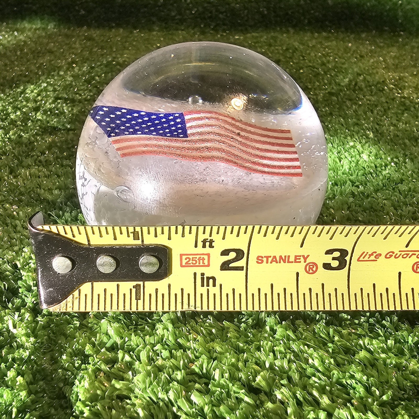 Vintage American Studio Art Glass American Flag Paperweight EUC