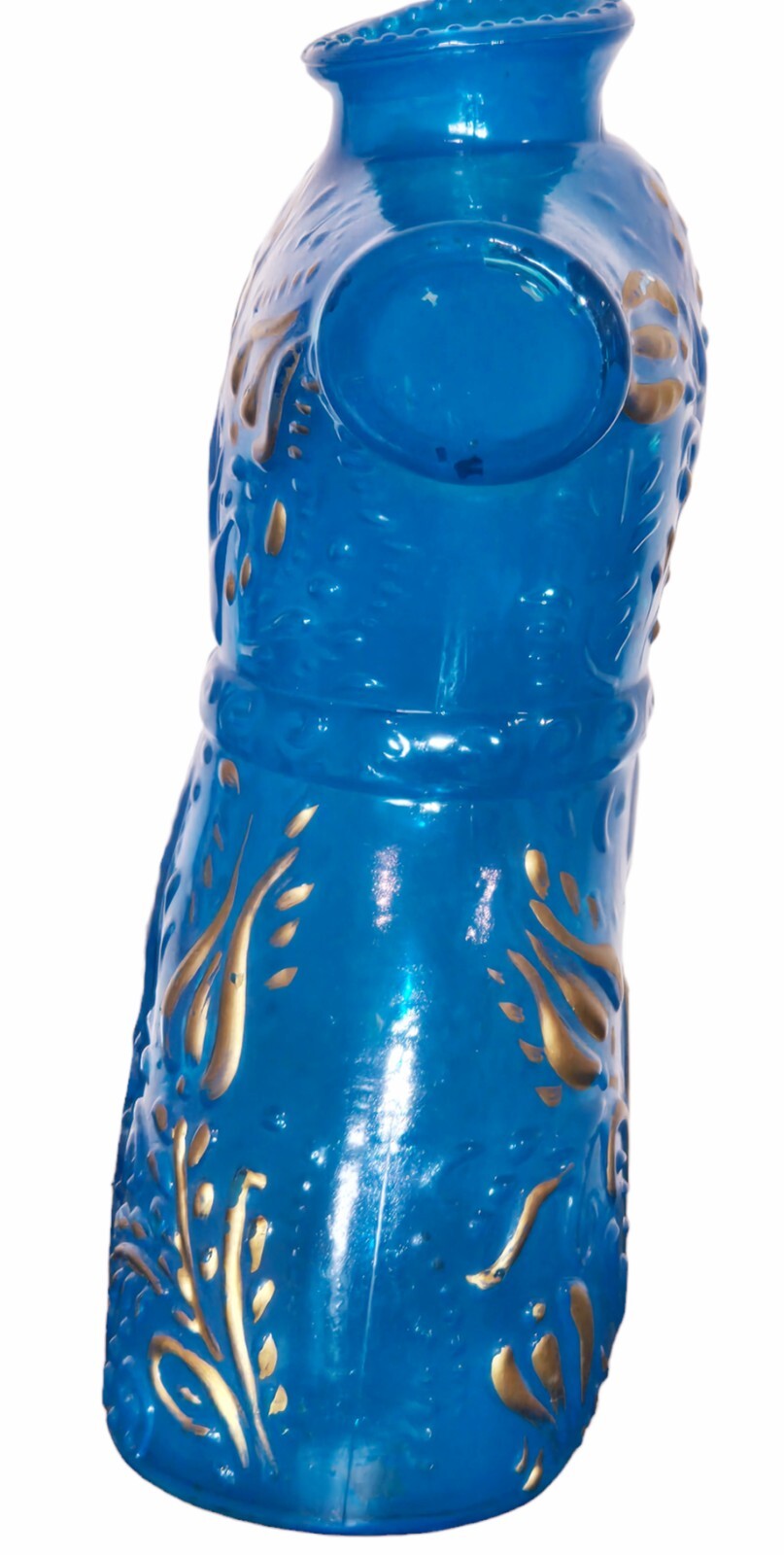 Akcam Glass Vase Torso Dress 8.5 inches tall 4.75 inches wide Hand Painted Blue