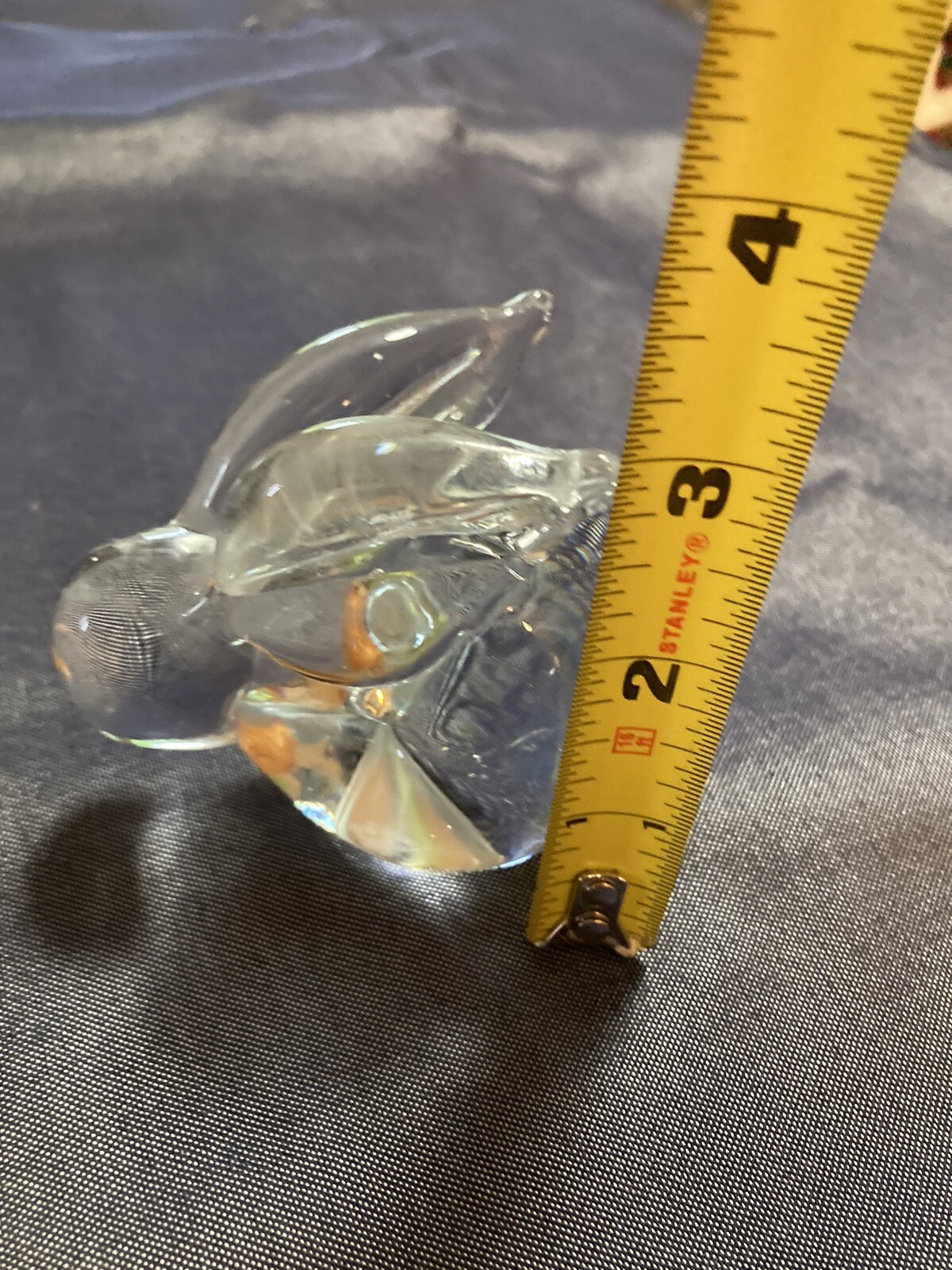 Clear Glass bunny Rabbit Art Glass paperweight Unbranded 2.75 inches vintage