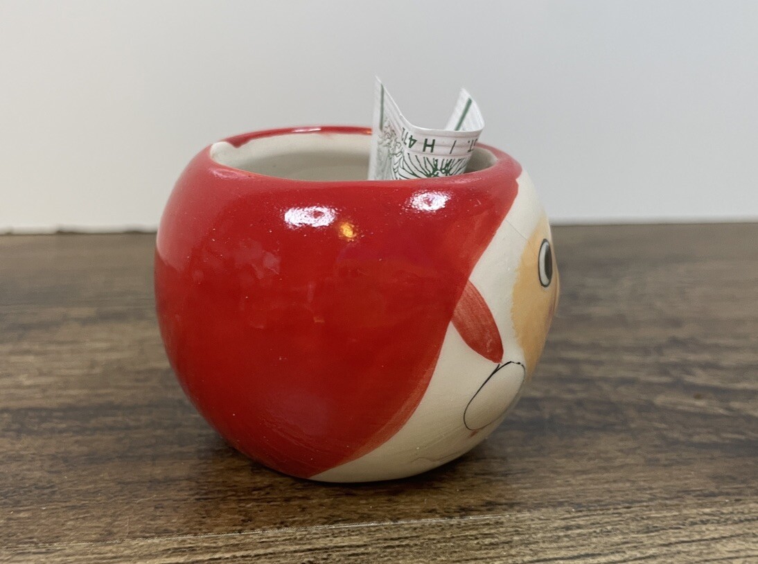 Mini Santa Claus Head Ceramic Vase Planter Grass Growing 2.25″ Holder Christmas