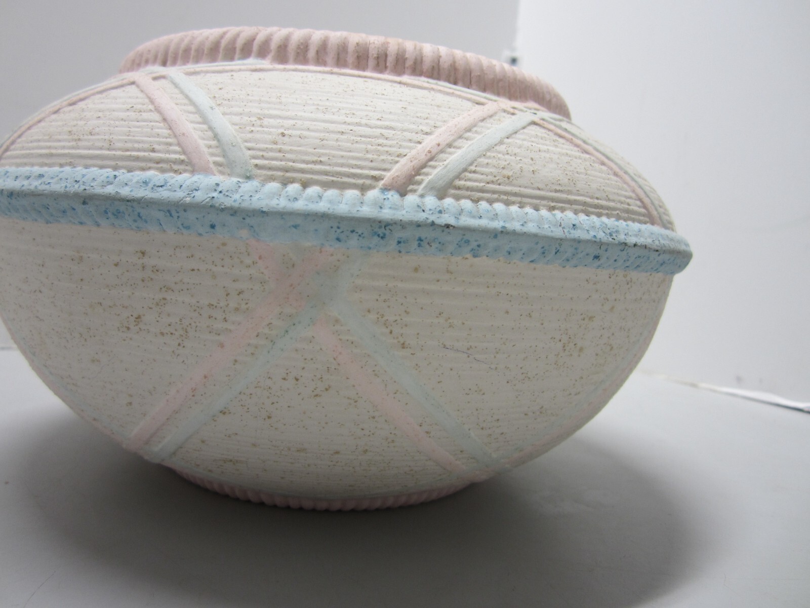 Southwestern Rotund Bowl Vase Textured Design Pink Beige Green Blue Rope