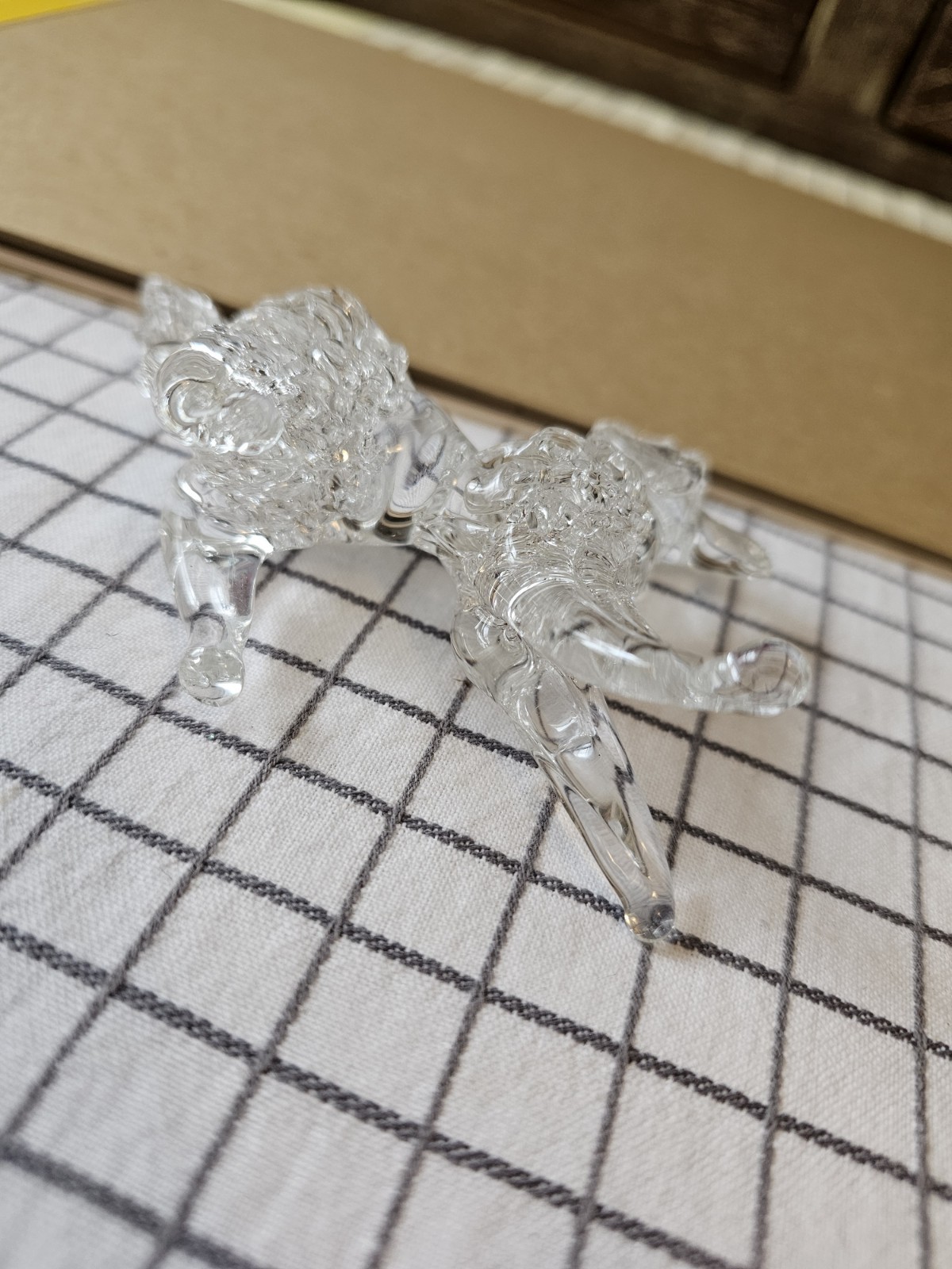 Crystal Blown Glass French Poodle Dog Figurine 4″ Long 2.75″ Tall