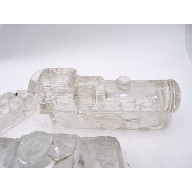 Glass Cruise Ship Tank Train Miniature Collectible Figurines Set From 40s