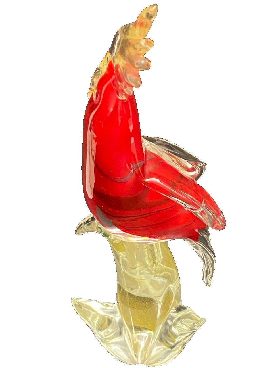 Vintage Italian Murano Red and Gold Parrot Bird Figurine. Made in Venice Italy!