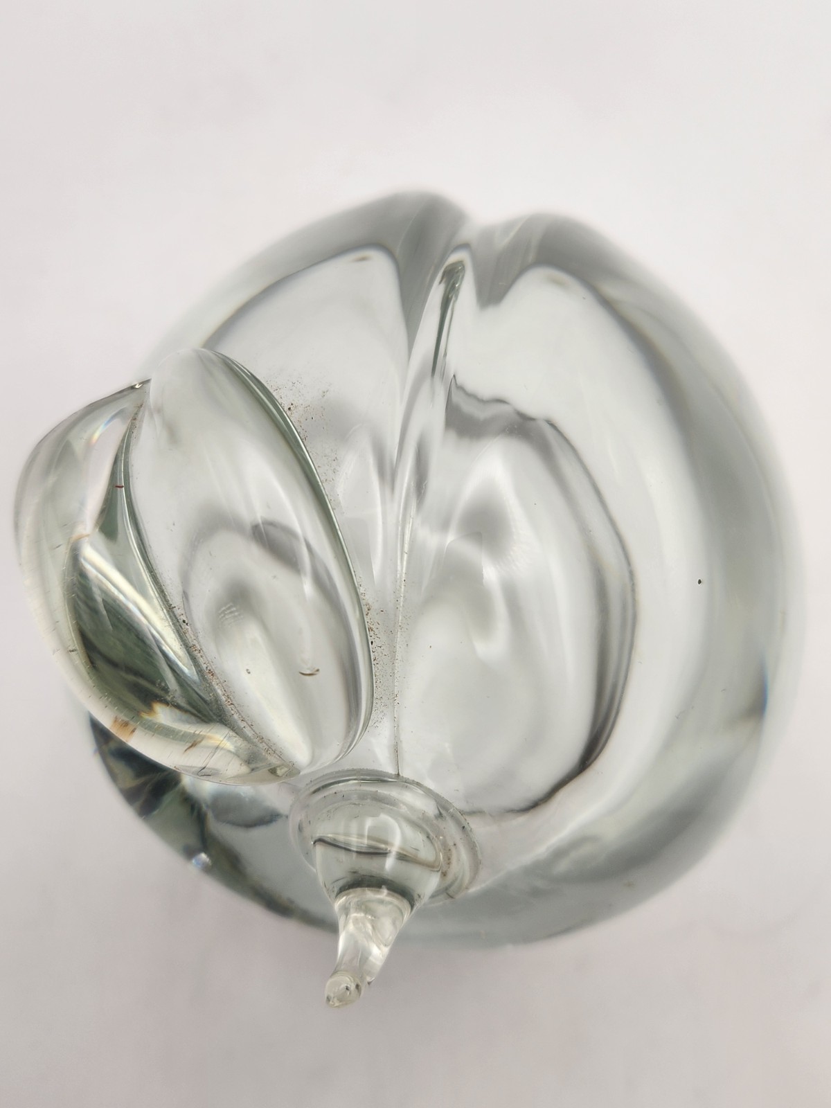 Large Clear Glass Peach Paperweight Handblown 4″ Long Weighs 2lbs