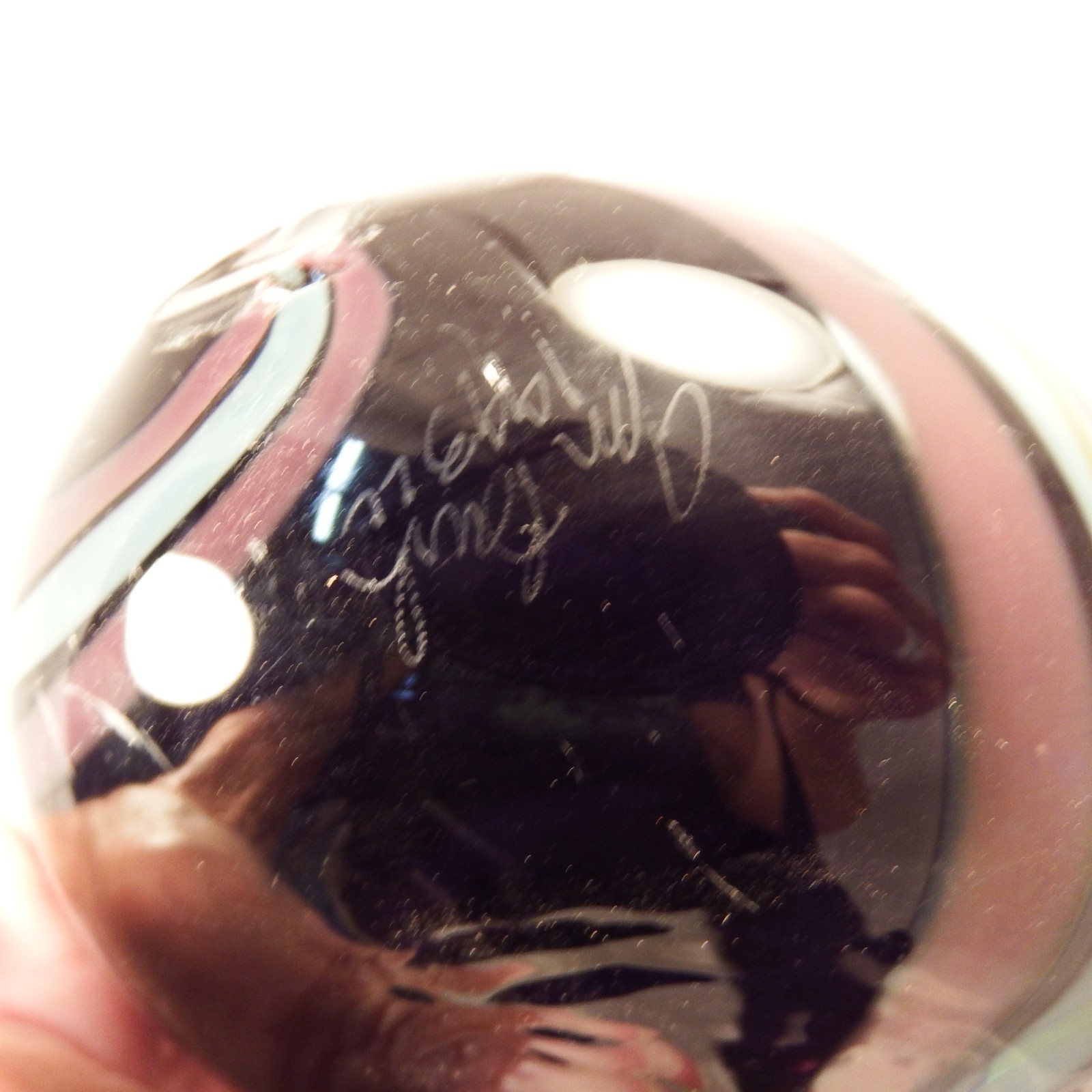 JIM BUSH Signed Art Glass Flask w/ Attached Leather Tong DEEP PURPLE 1993