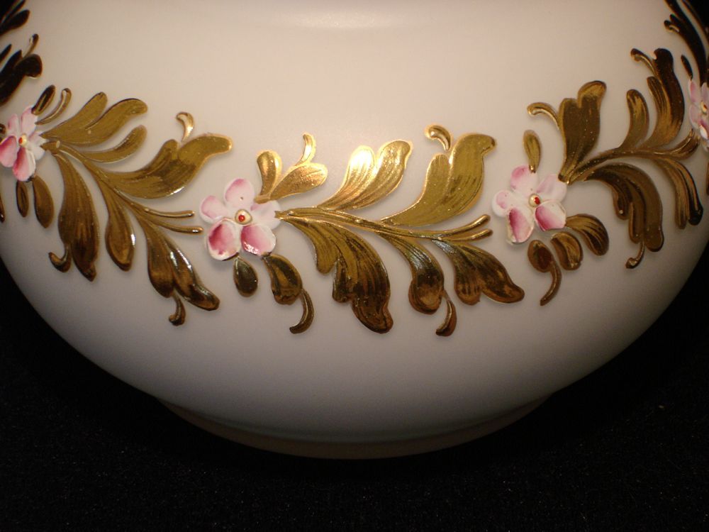 Irice West Germany Pair Art Glass Dresser Cologne Bottles Gilding Raised Enamel