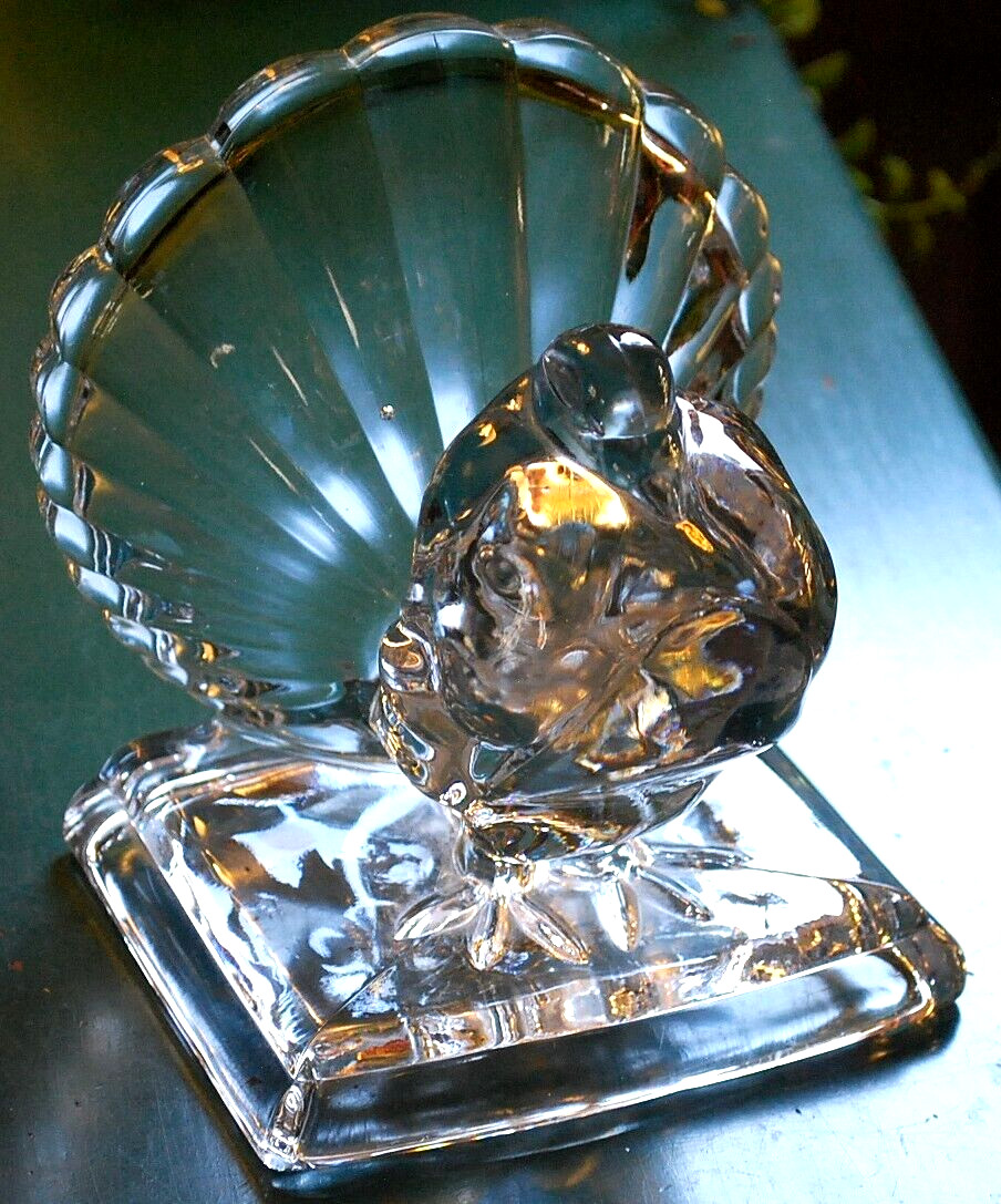 Vtg PADEN CITY POUTER PIGEON BIRD Clear Art Glass Crystal Figurine c1916-1951