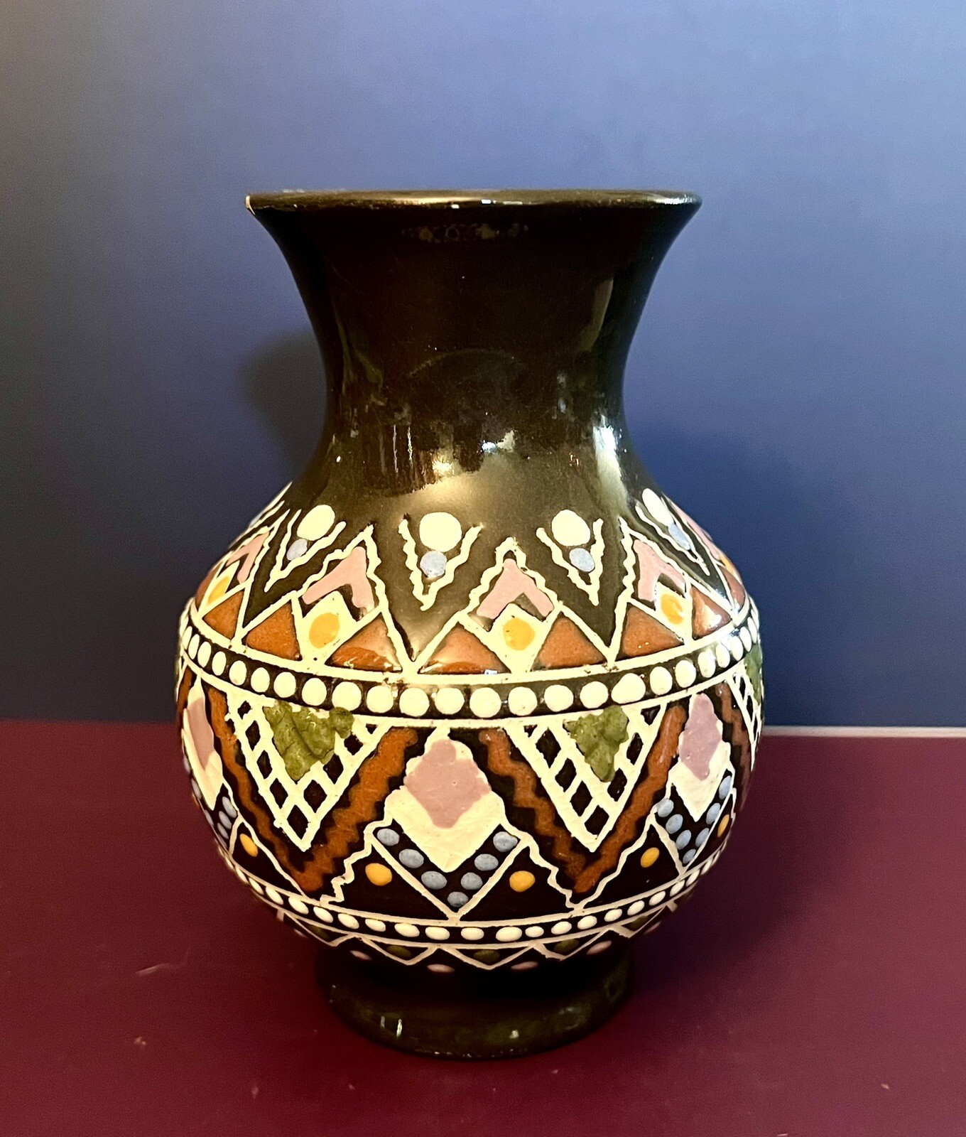 Colorful Ukraine Hand Made Folk Art Pottery Vase *read*