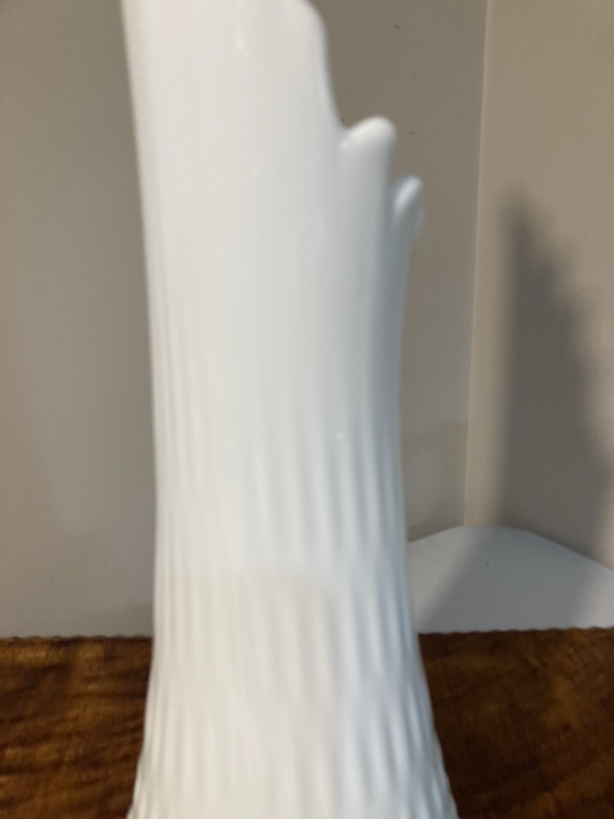 Vintage Mid Century Swung Hobnail Marked Fenton White Milk Glass Vase 16 Tall