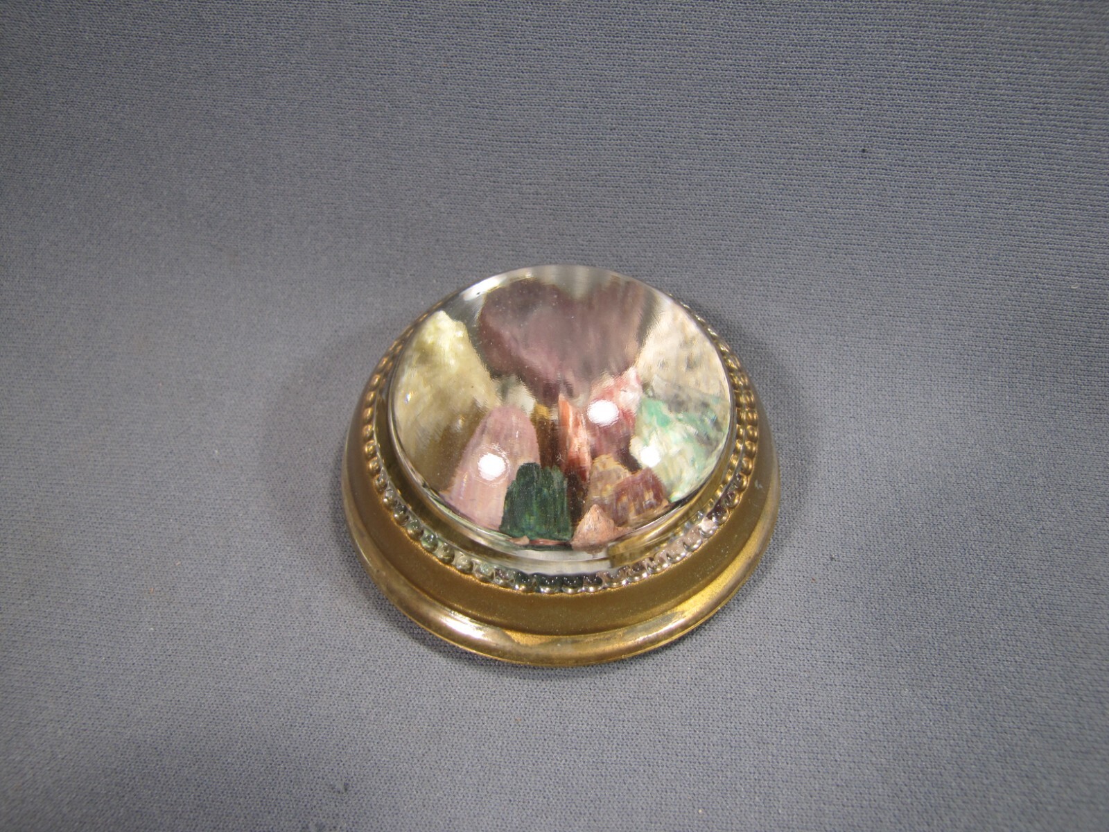 Vintage ROCK COLLECTION Glass Dome 3″ PAPERWEIGHT Minerals, Stones, Crystals