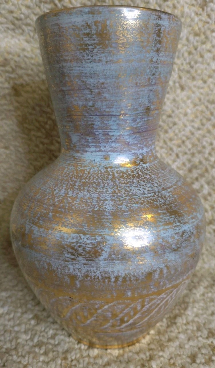 Stangl Pottery Antique 24k.gold Washed Vase #5023 Vintage 1955-1960 9.25 in Tall