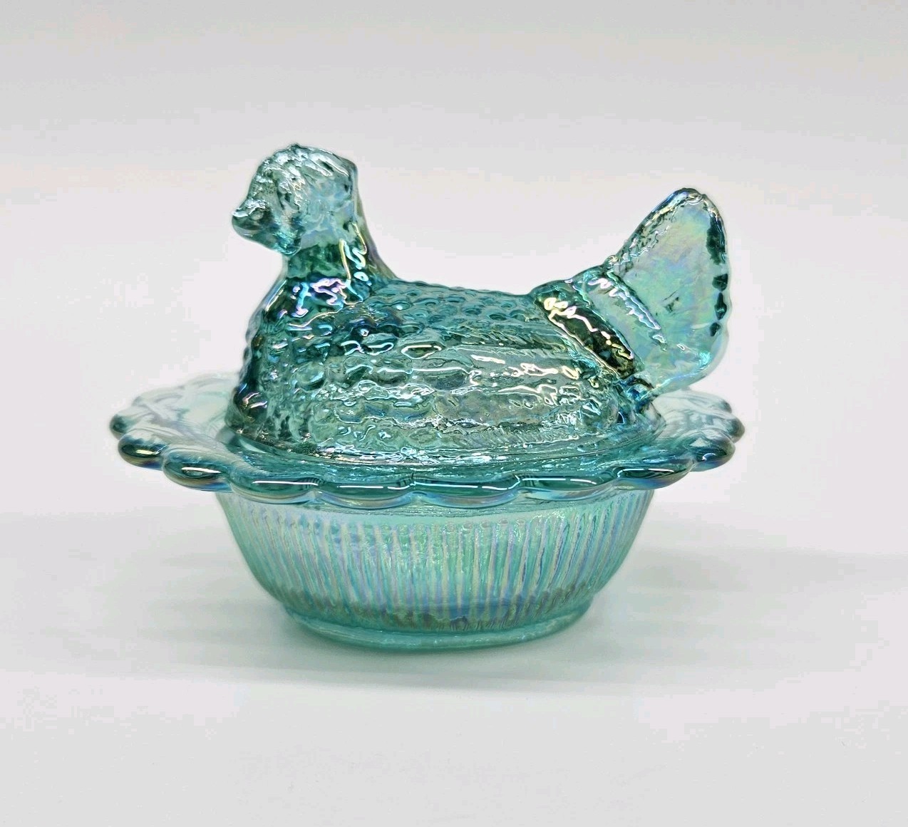 Teal Carnival Mosser Miniature Mini Hen On Nest Chick Chicken Salt