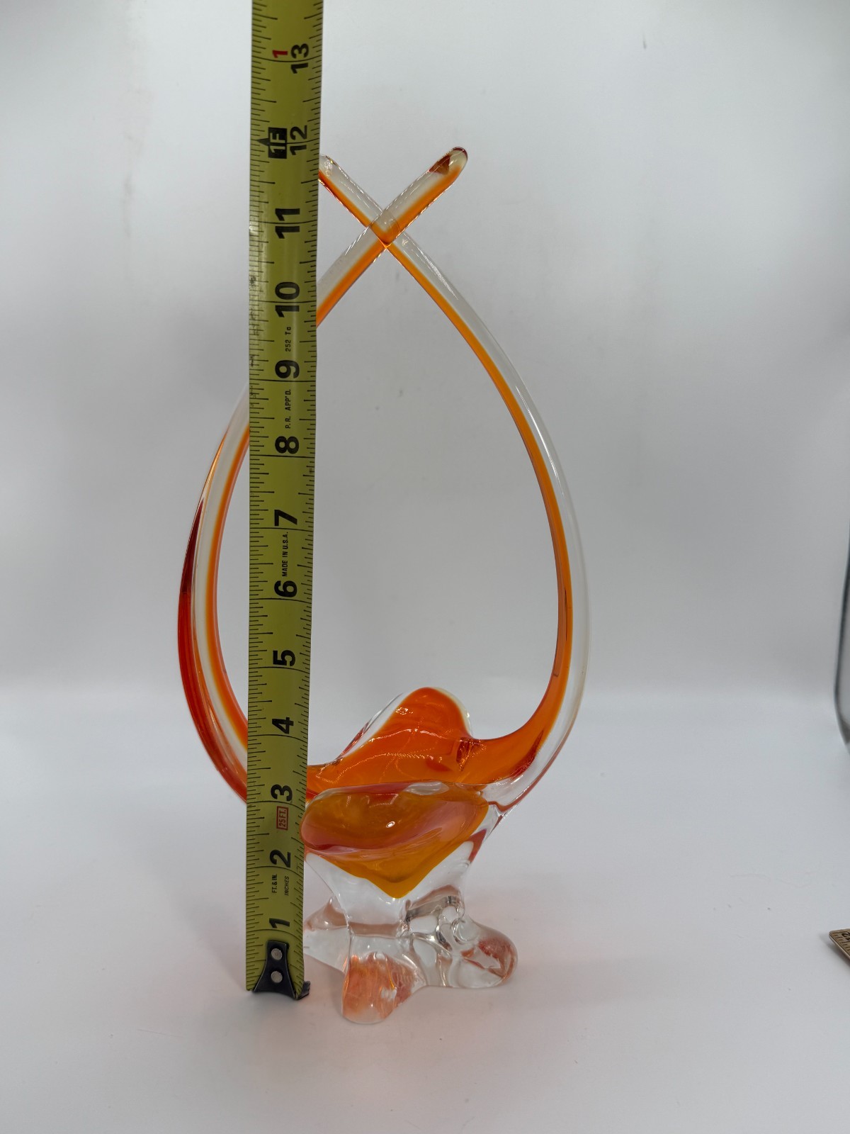 VTG Chalet of Canada Orange Basket Stretched Pulled Blown Glass