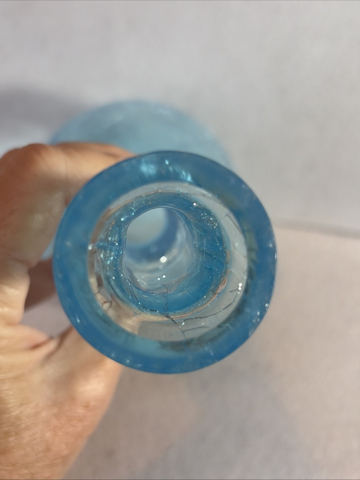 Slim Neck Bud Vase Sky Blue Crackle Glass By Blenko Glass