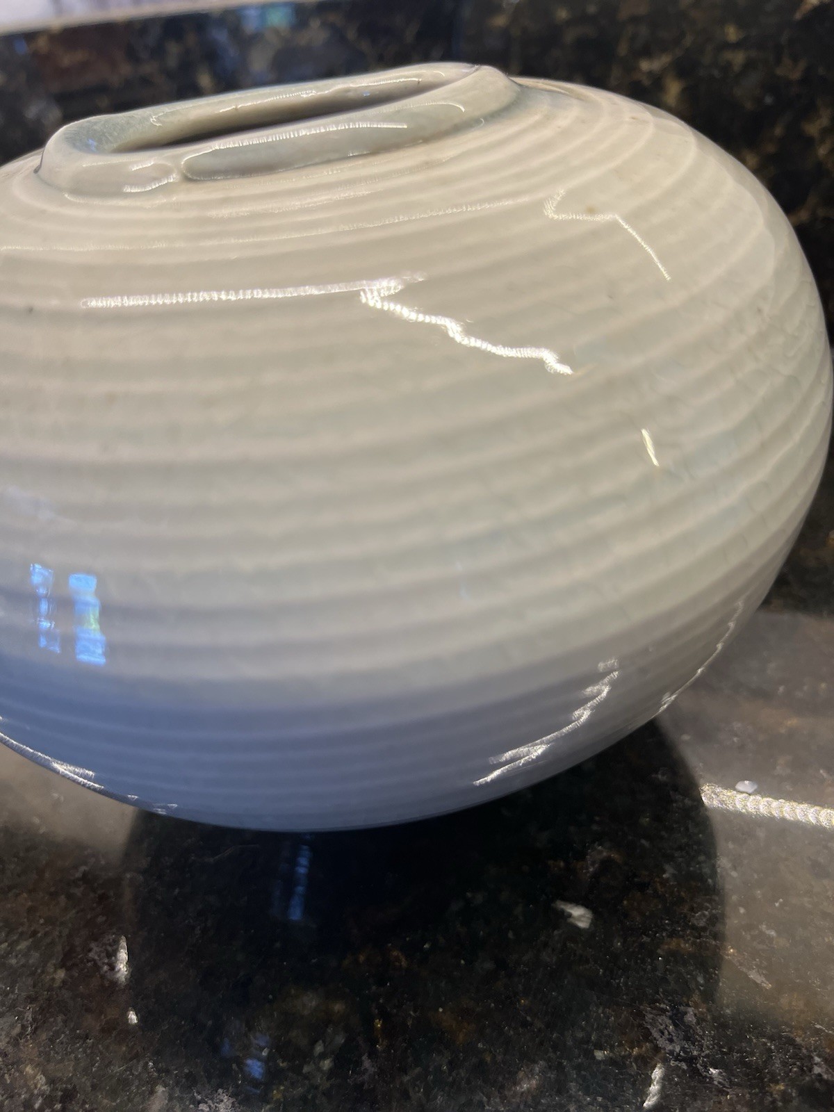 Signed Studio Pottery Hand Thrown Stoneware Round Vase Crackle Glaze 3.5” Tall