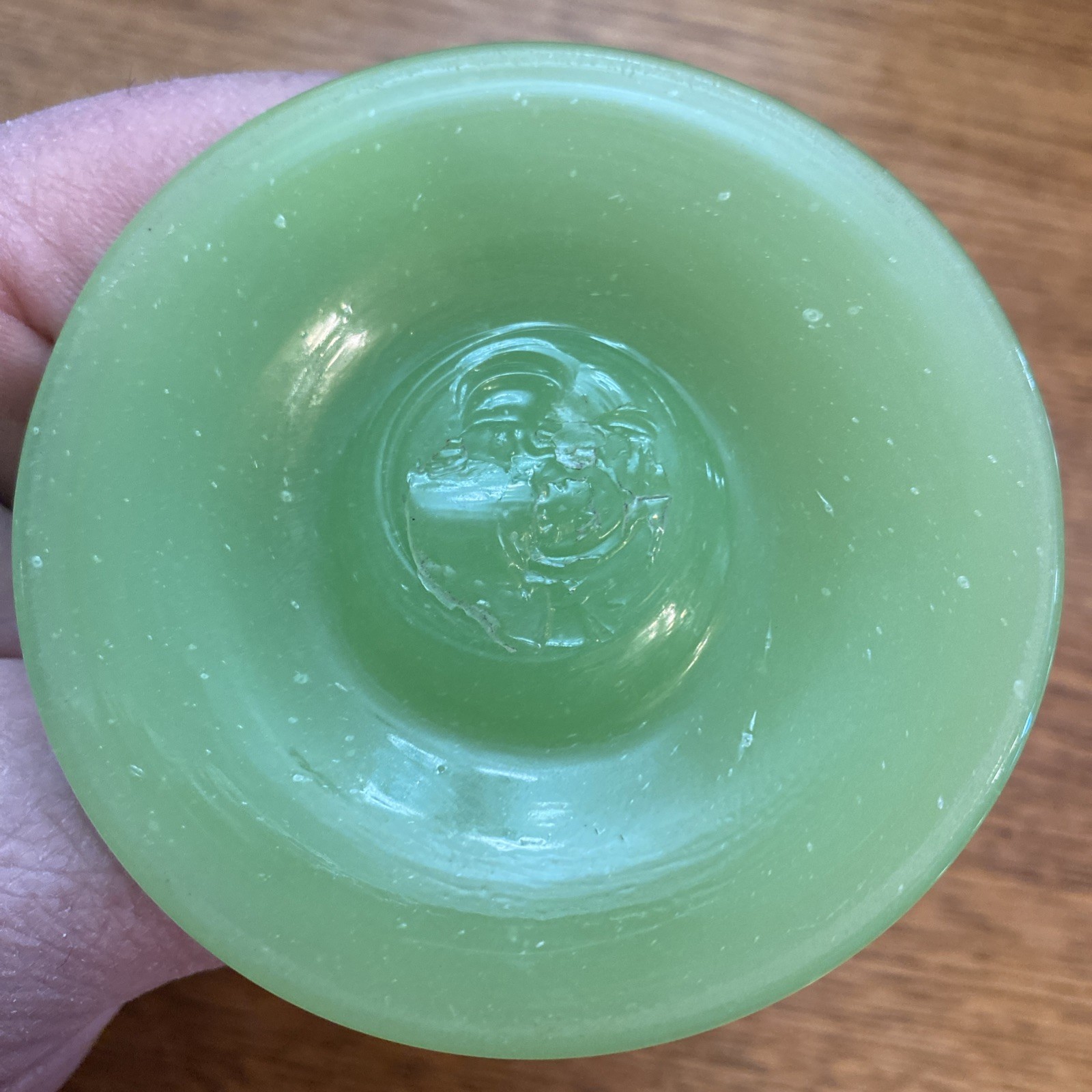 Vintage Jadeite Uranium Glass Candle holder/Compote, 4.5 inches tall