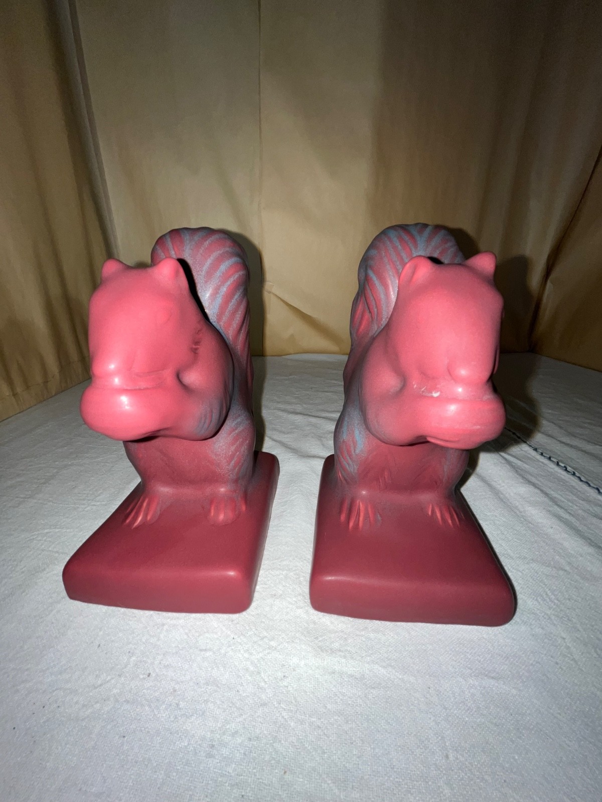 Van Briggle Pottery Figural Squirrel Bookend Set-Nature-Animals-Late 20th Centur