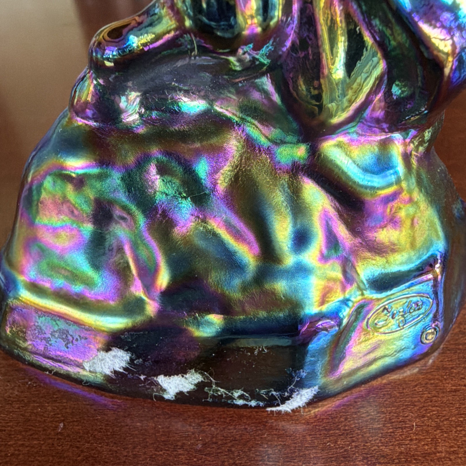 Brilliant Fenton Black-Ebony Iridescent Carnival Unicorn Limited 1-Year Run Sign