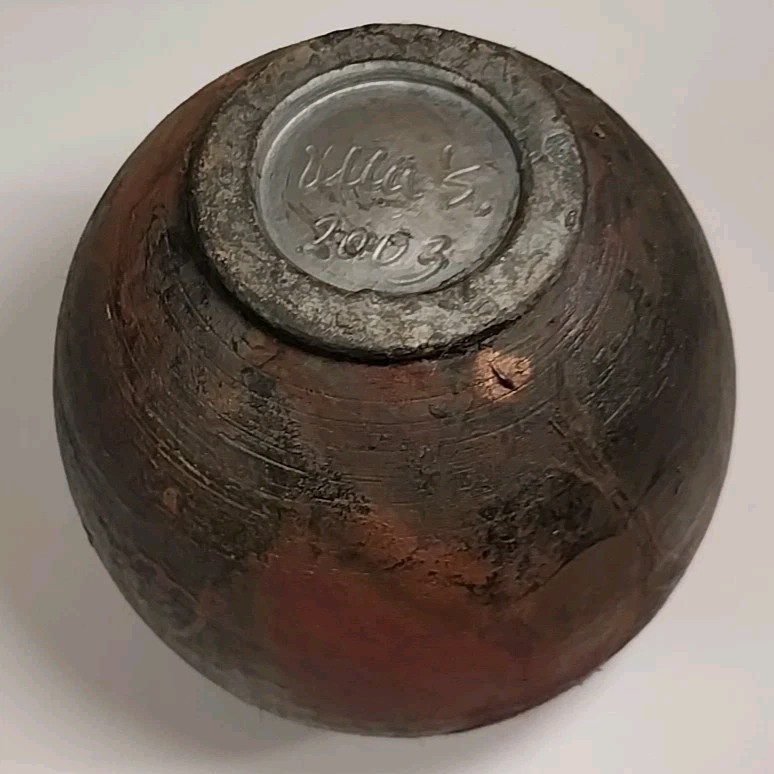 VTG ~ Ulla S. ~ Raku Studio Art Pottery Vase Signed & Dated 7”x7″ Immaculate!!!