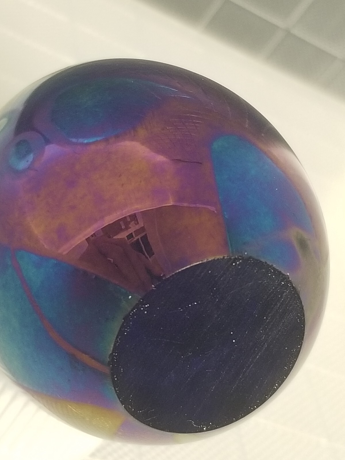 Art Glass Egg Paperweight * Iridescent Blues & Purple * Unlabeled * 3.5″ 0169