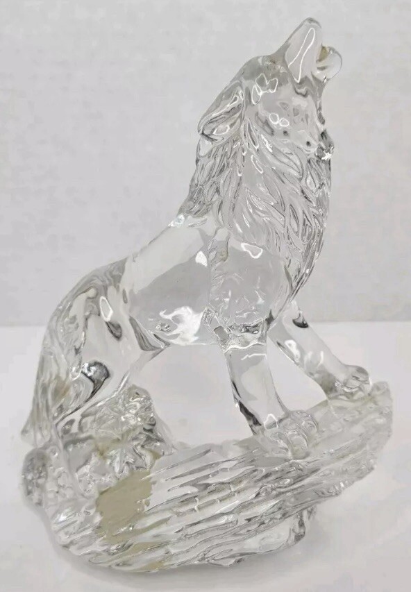 Princess House Wonders Of The Wild 24% Lead Crystal Wolf Figurine Germany 6.5-in