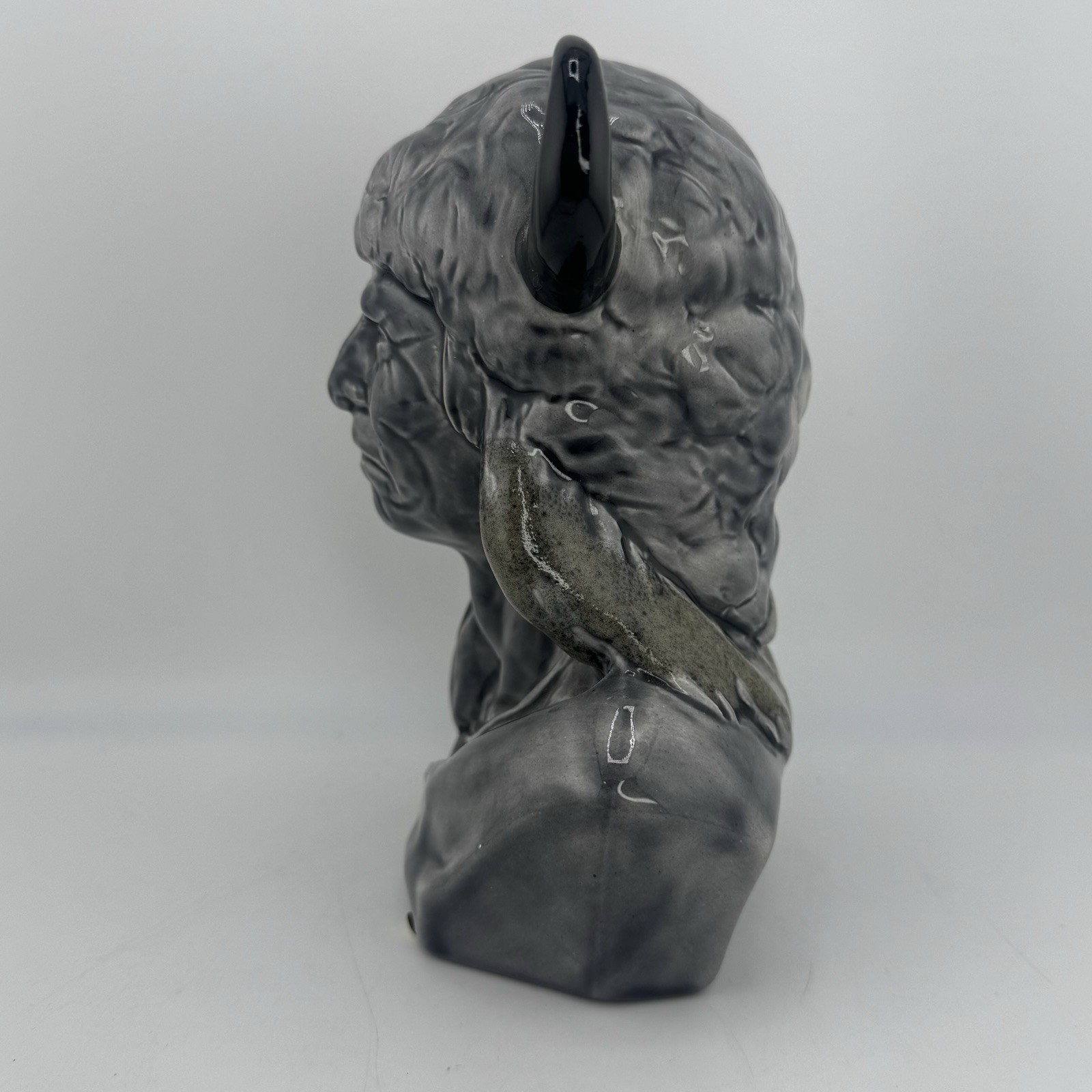 Mt. St. Helens Ash Glossy Glazed Ceramic 6” Native American Chief w/ Paper