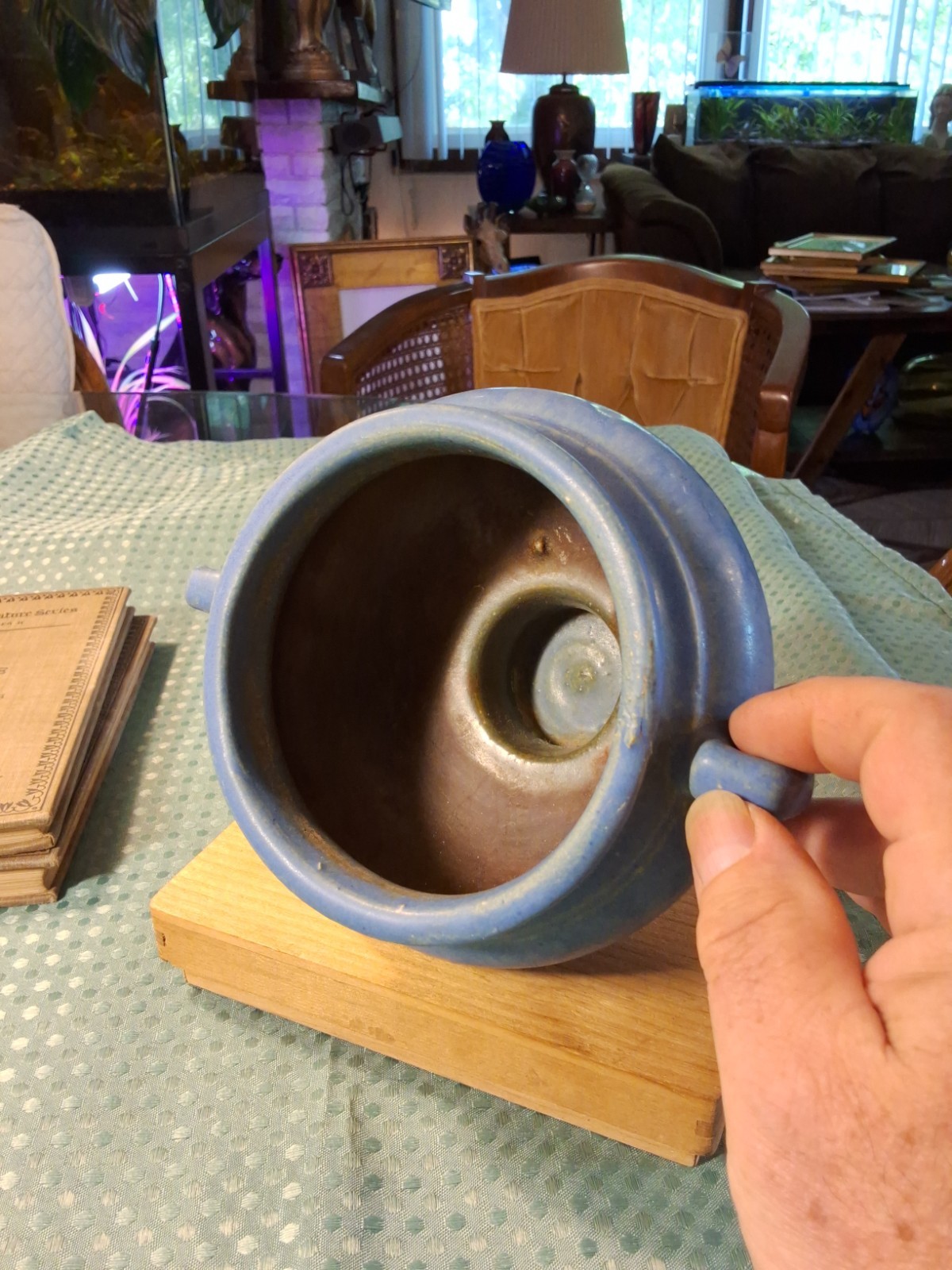 Vintage Brush McCoy Vellum Blue Matte Art Pottery Jardiniere Planter #699 1930s