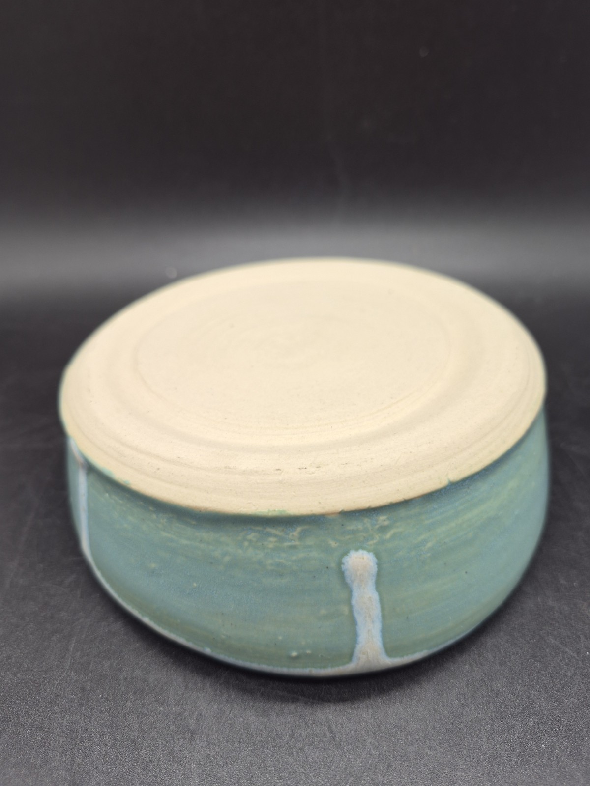 Handmade Pottery Bowl. Robin’s Egg Blue W/ White Drip Glaze Accents. Stamped NJM
