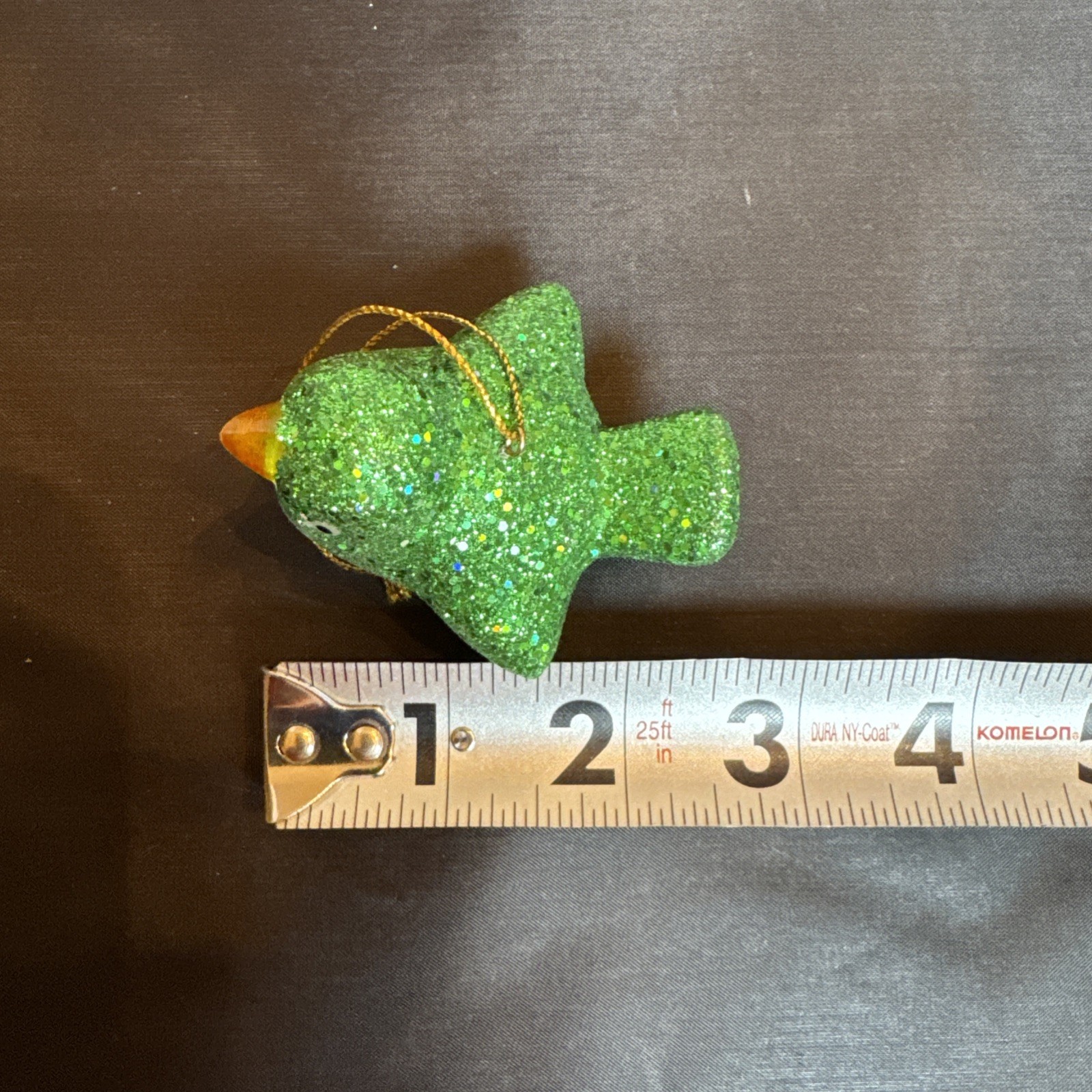 Solid Glass Green Glitter Bird Christmas Holiday Ornament