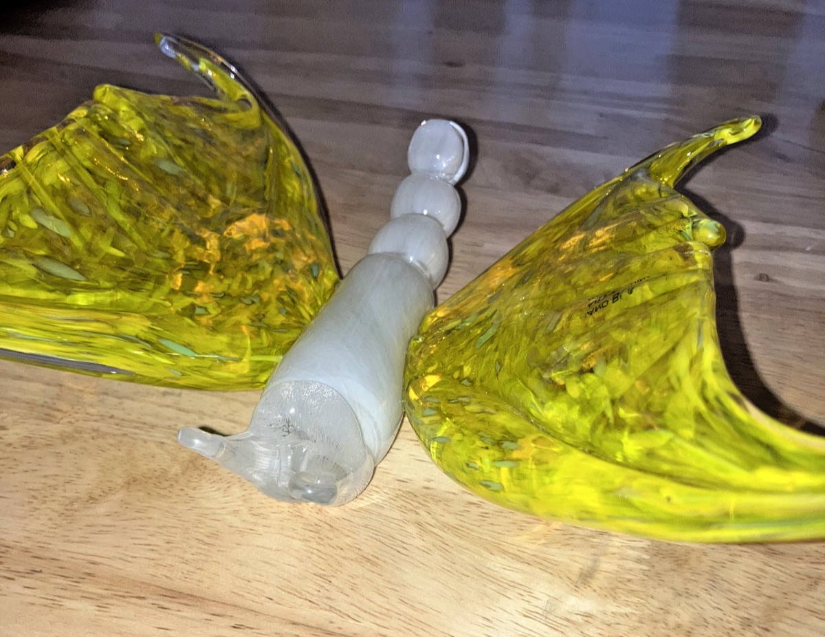 Blown Glass Nature Figurines/Paperweights (lot of 4) Butterfly, Flowers & Snail
