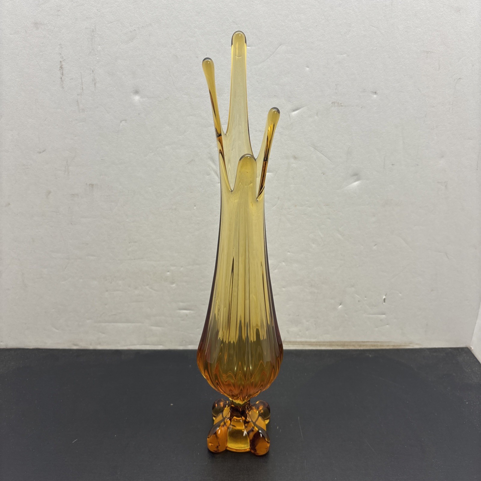 Vintage Viking Amber Swing Glass Vase 14.5”