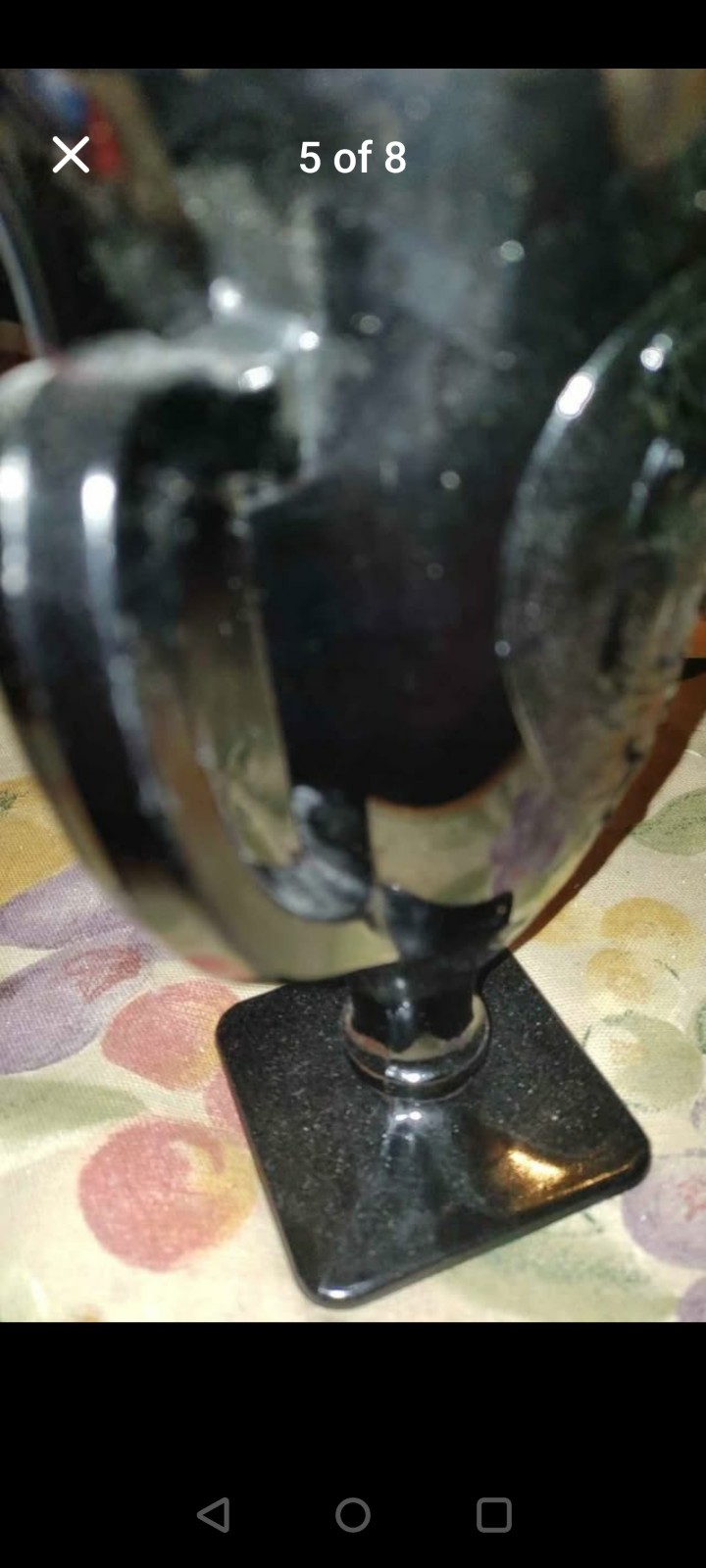 Vintage Art Deco Black Depression Glass Trophy Vase by L.E. Smith Co., 1930s