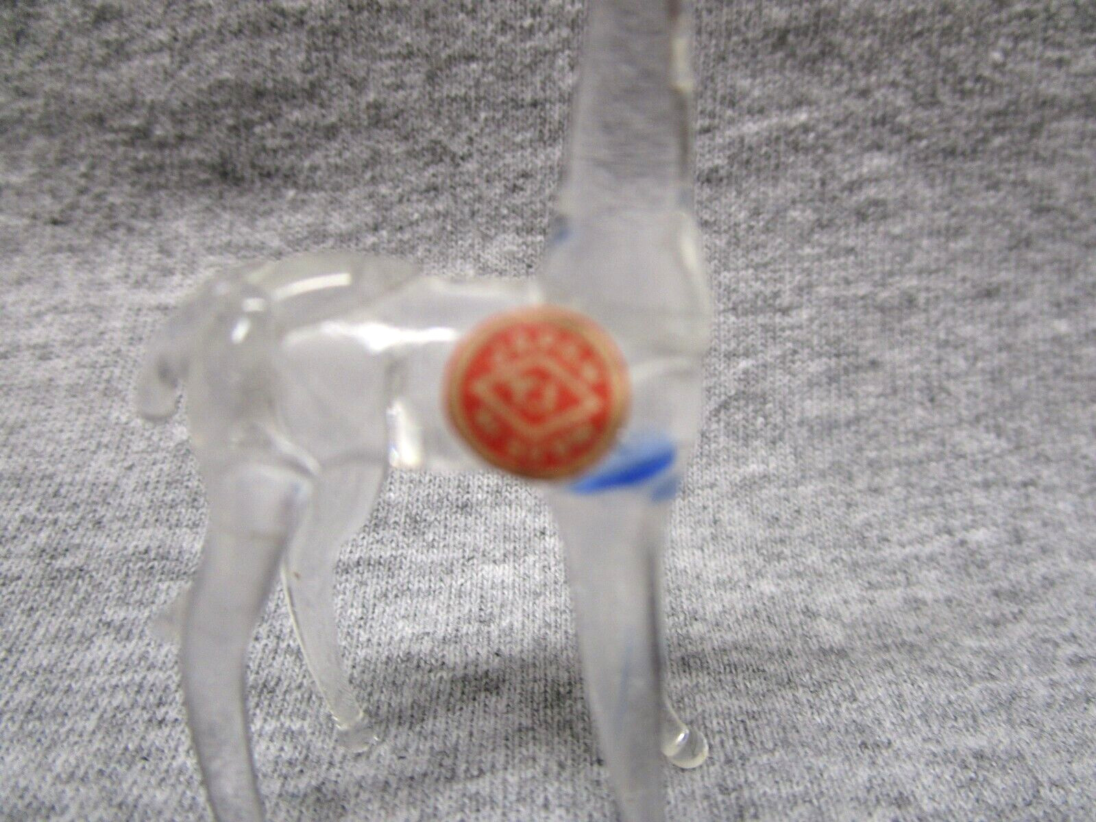 Handcrafted, Clear Blown Glass Figurine, Giraffe, Brown Ears