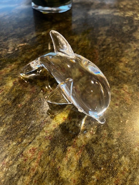 Steuben Crystal Porpoise Dolphin Sculpture 6″ Signed – Lloyd Atkins Ships FREE