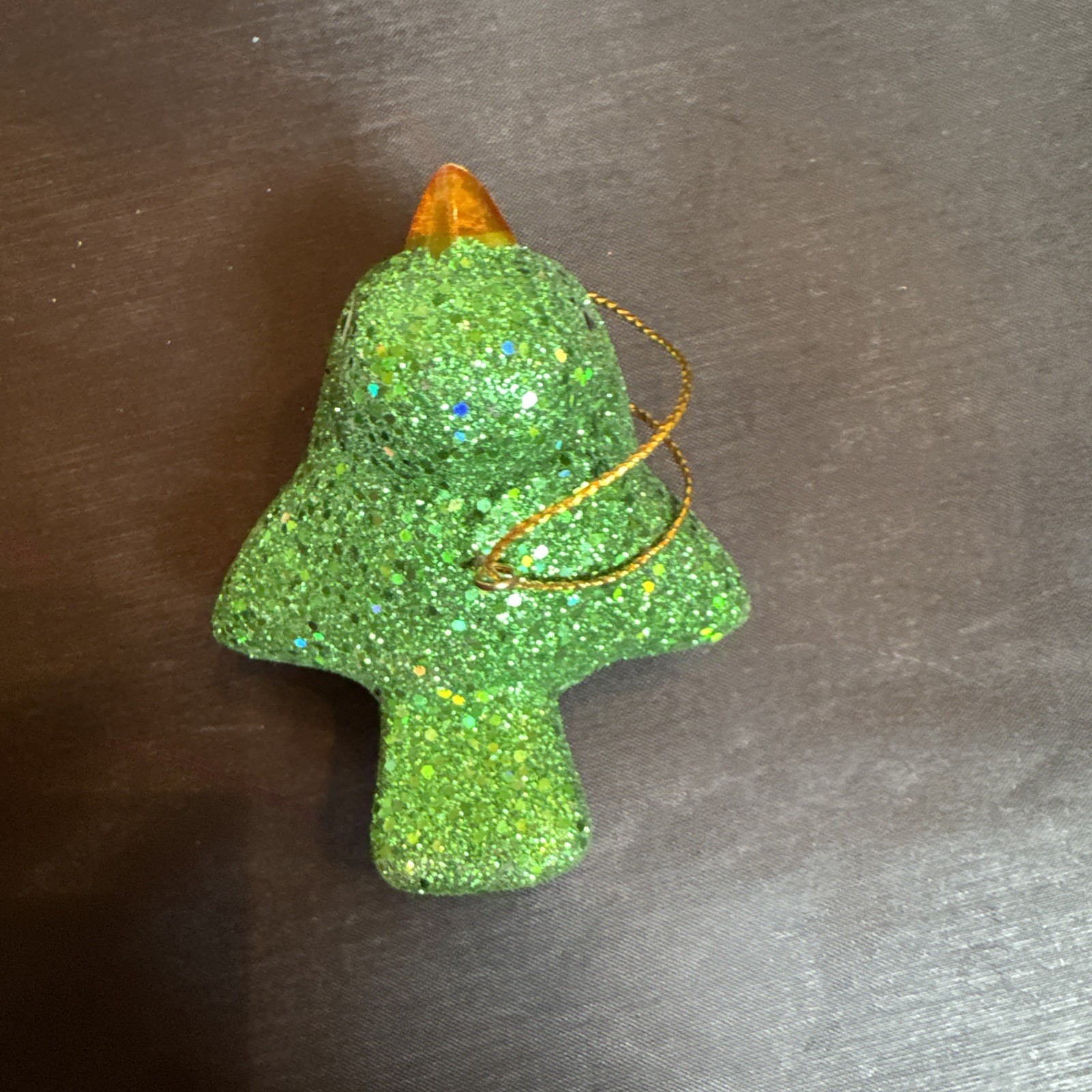 Solid Glass Green Glitter Bird Christmas Holiday Ornament