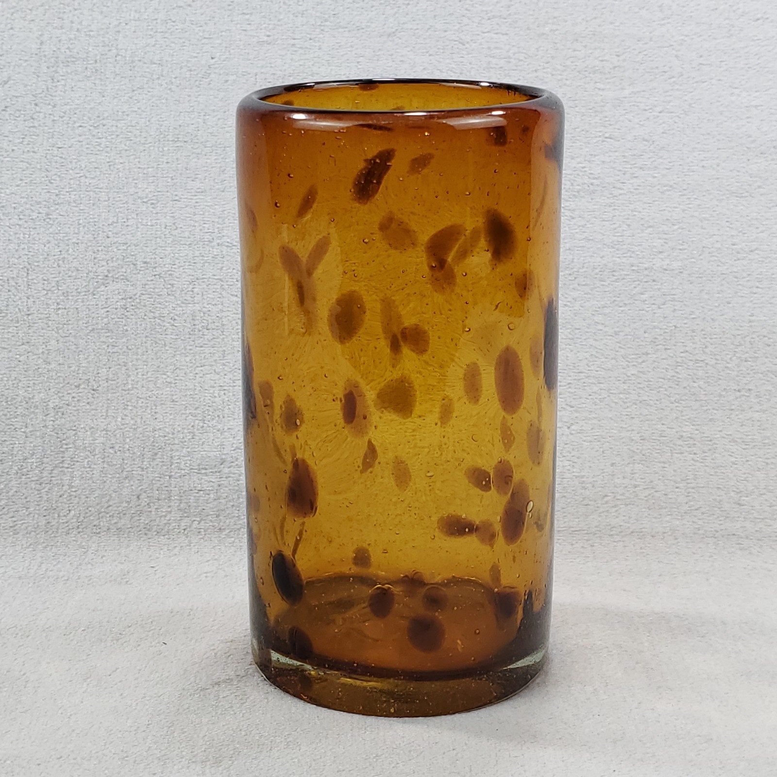 Handblown Art Glass Tortoise Shell Leopard Print 6 1/8″” Tall Heavy Vase