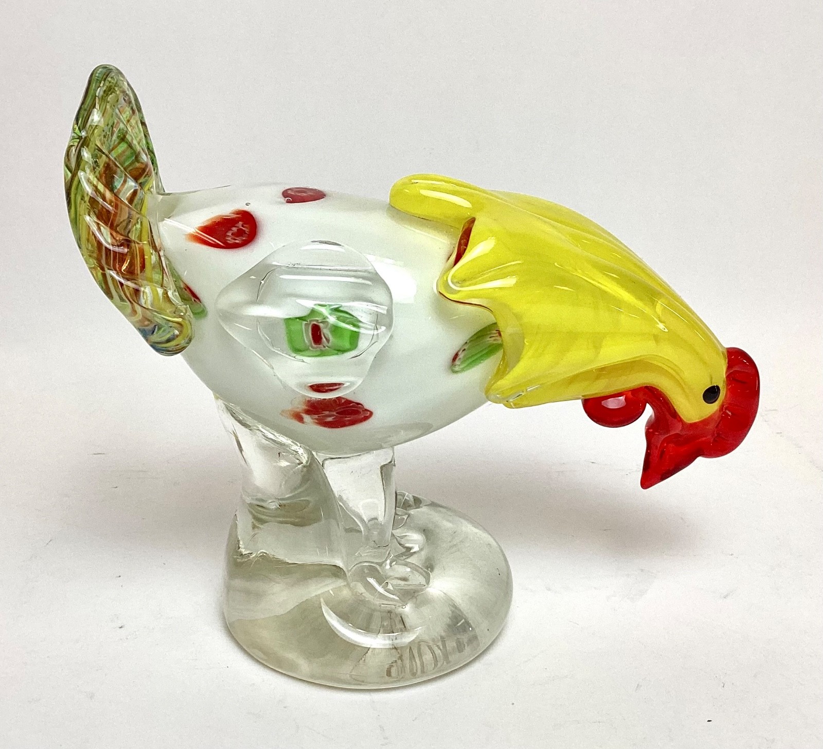 Vintage LENOX Art Glass Chicken Figure Morning Mingles Paperweight