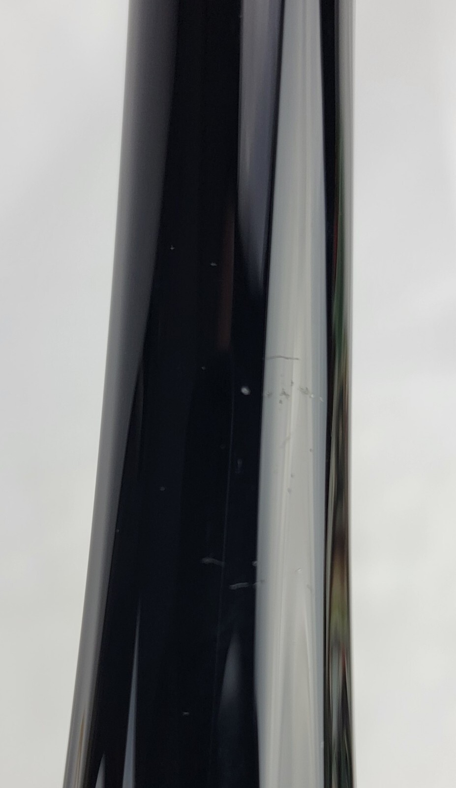 Vintage MCM FENTON 12” Black Ebony Glass SWUNG Vase Thumbprint