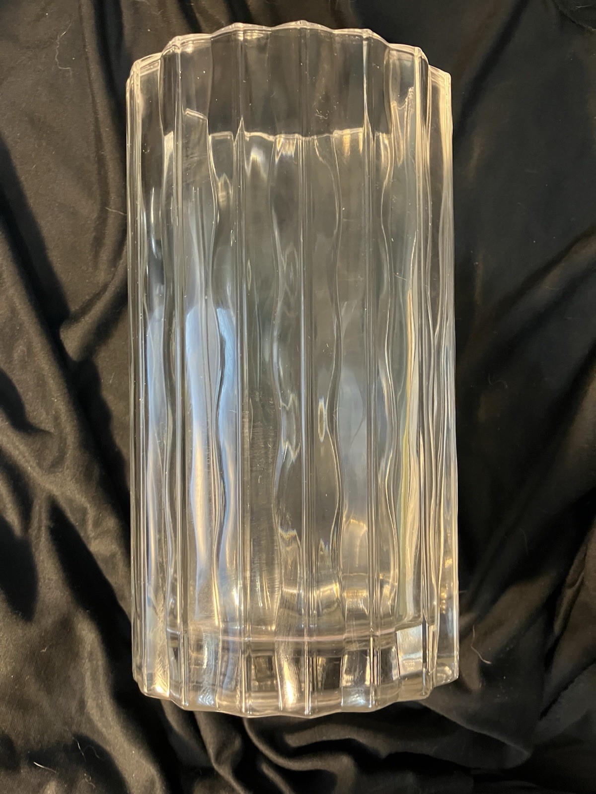Studio Nova Seca Vase Vintage Clear Heavy Glass Wavy Textured Oval Japan 8.75″ H