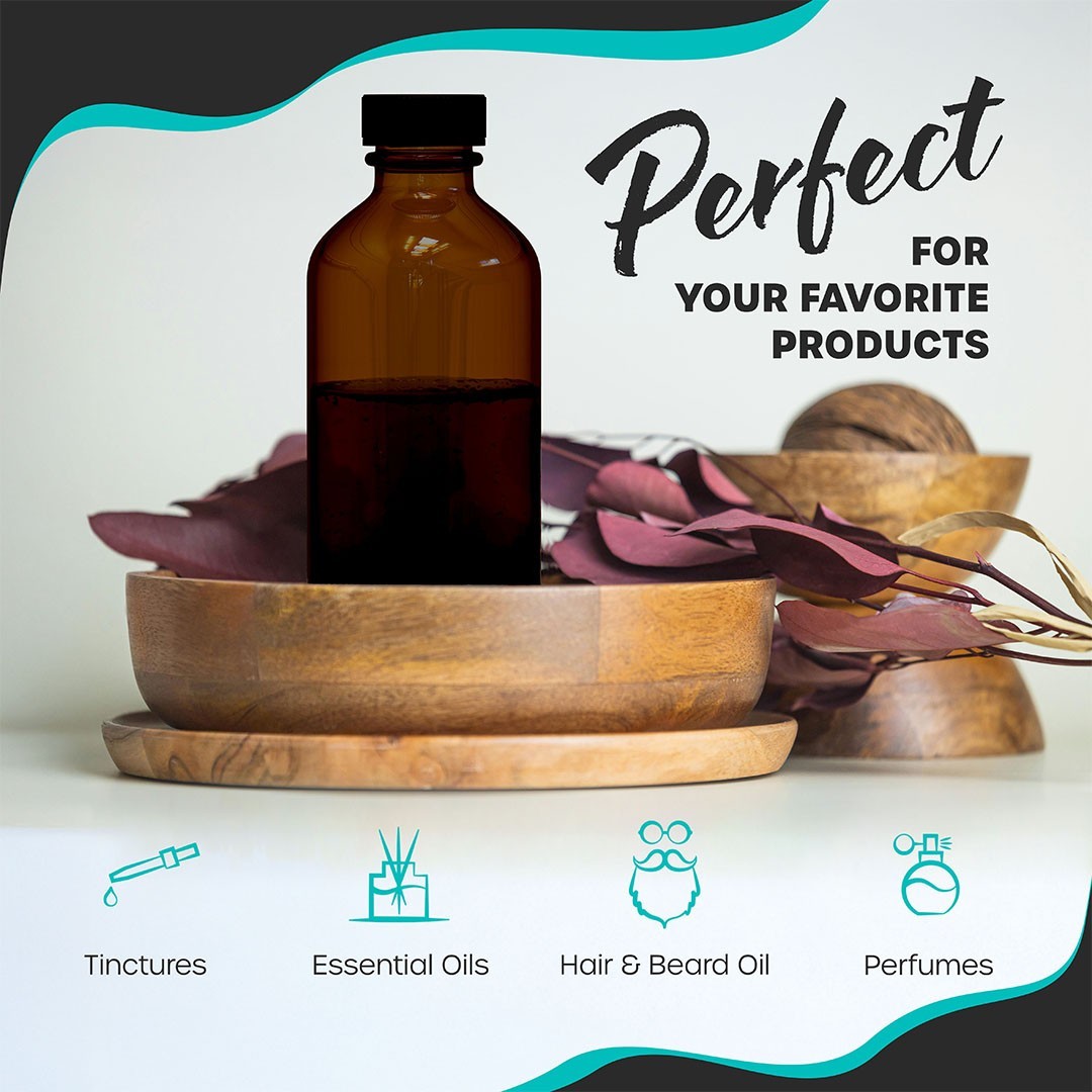 Nevlers Pack or 18 | 8 oz Amber Glass Bottles with Caps, Funnel, Brush, & Labels