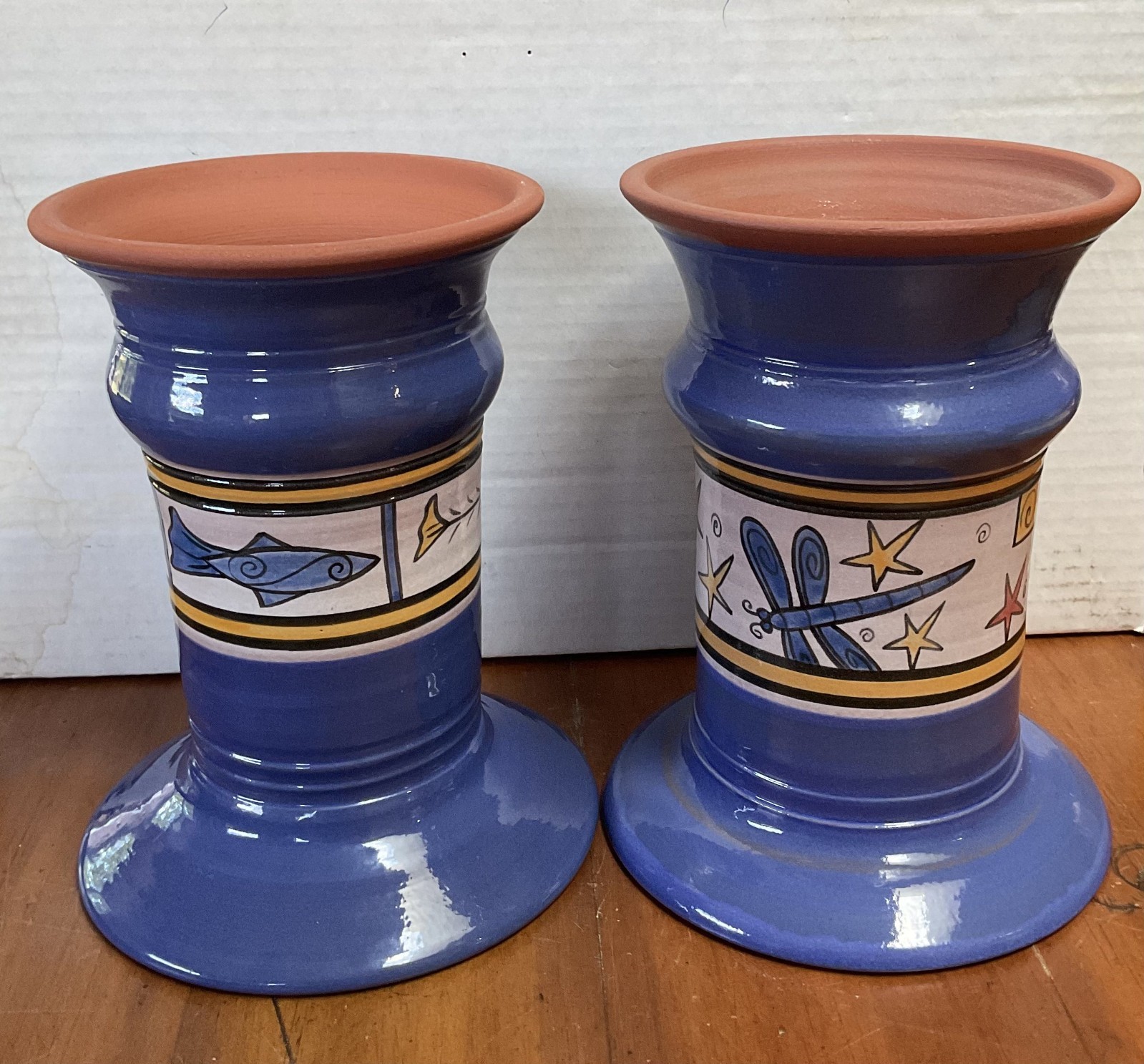 Terracotta Ginger Jar & Vase Set Hand Painted Signed – Lot of 3