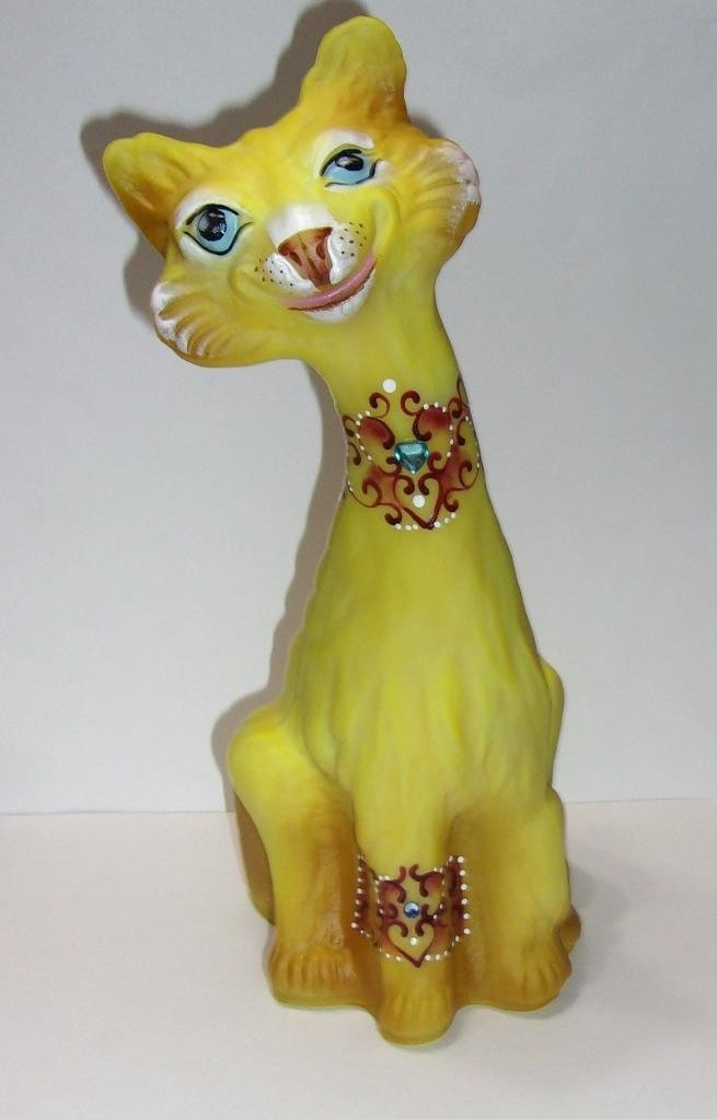 Fenton Glass “Miss Dandelion” Yellow Alley Cat Figurine Ltd Ed #3/51 JK Spindler