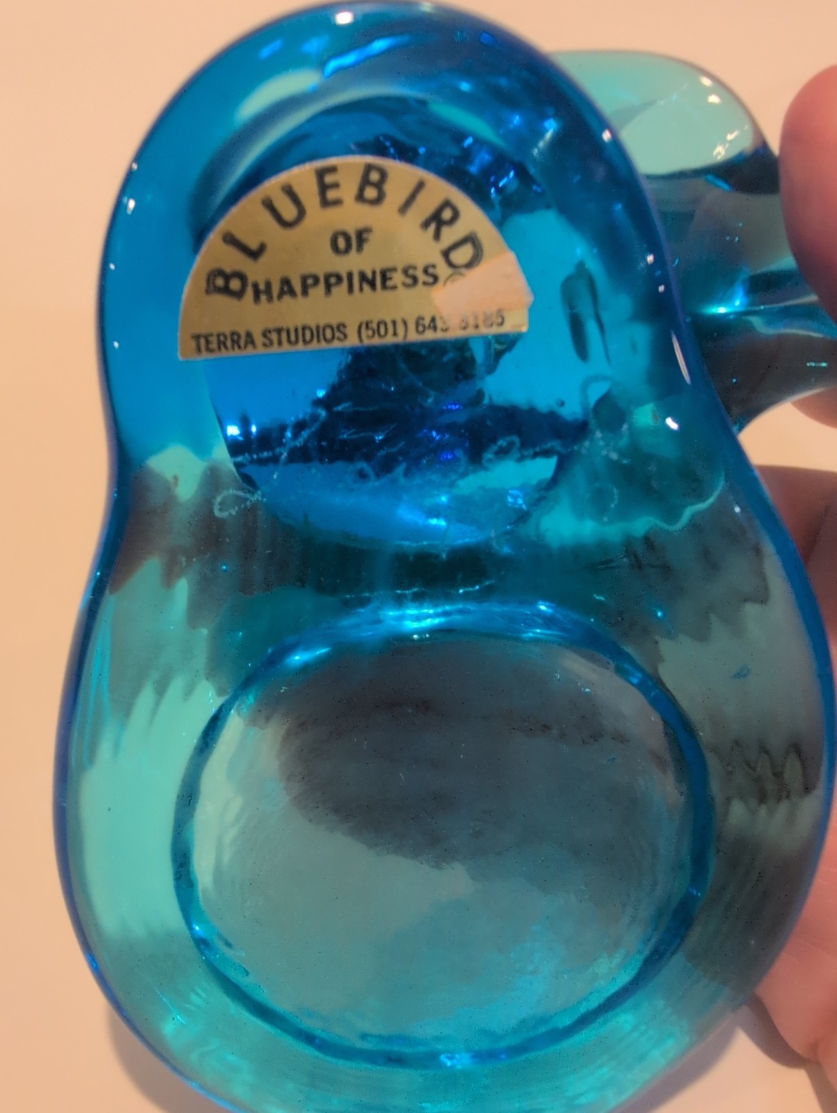 Vintage Leo Ward Blue Bird Of Happiness Votive Glass Candle Holder