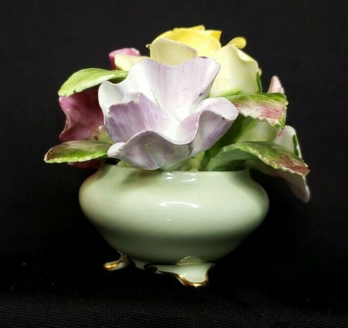 Vintage Adderly Bone China Small Porcelain Flowers In A Flower Pot – England