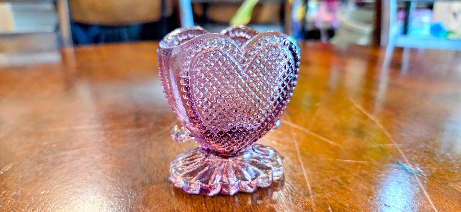 Vintage Boyd Art Glass Amethyst Purple Toothpick Holder Heart Shaped Degenhart