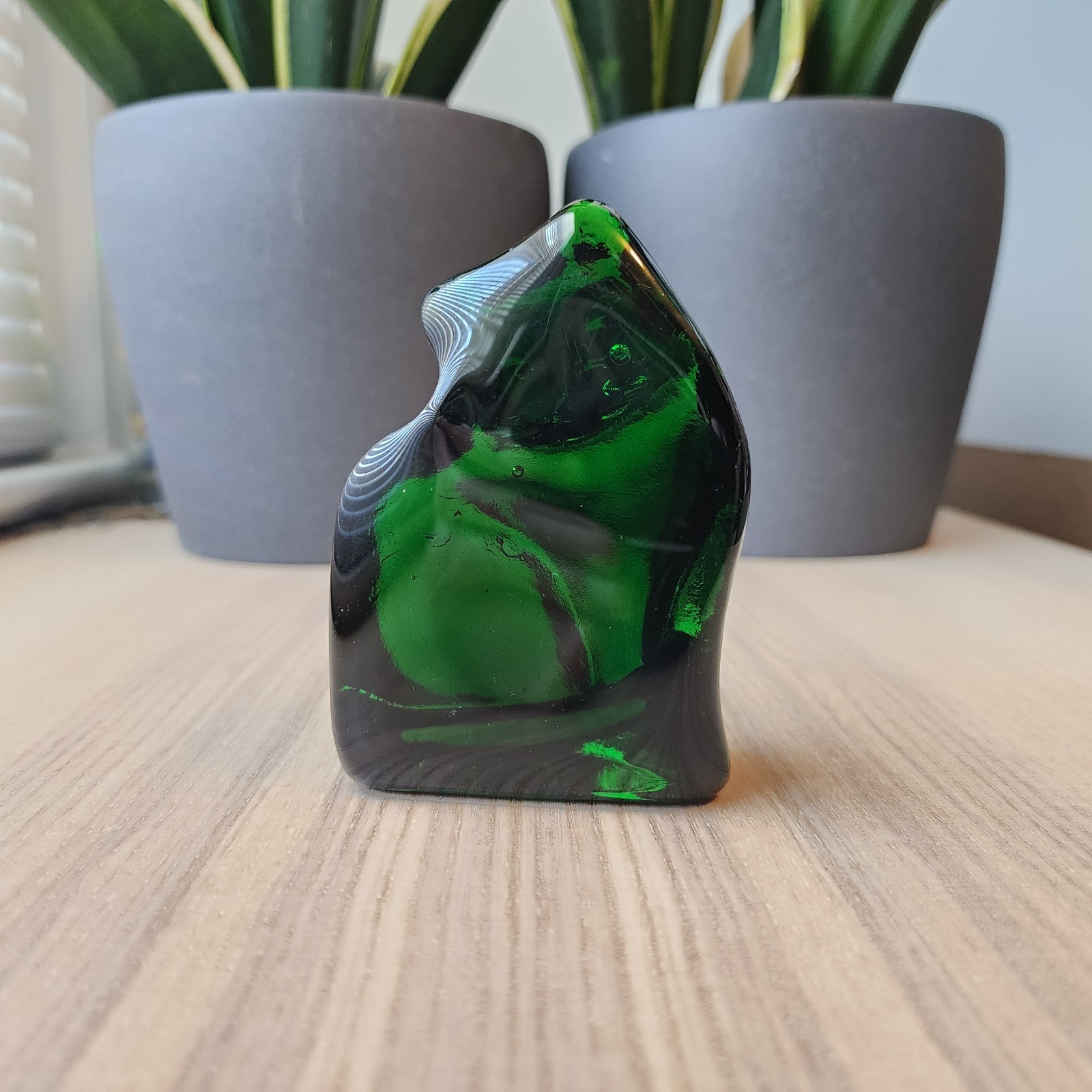 Blenko Glass Cat Critter Clover Green Figurine Paperweight – 3.75 x 2.5in