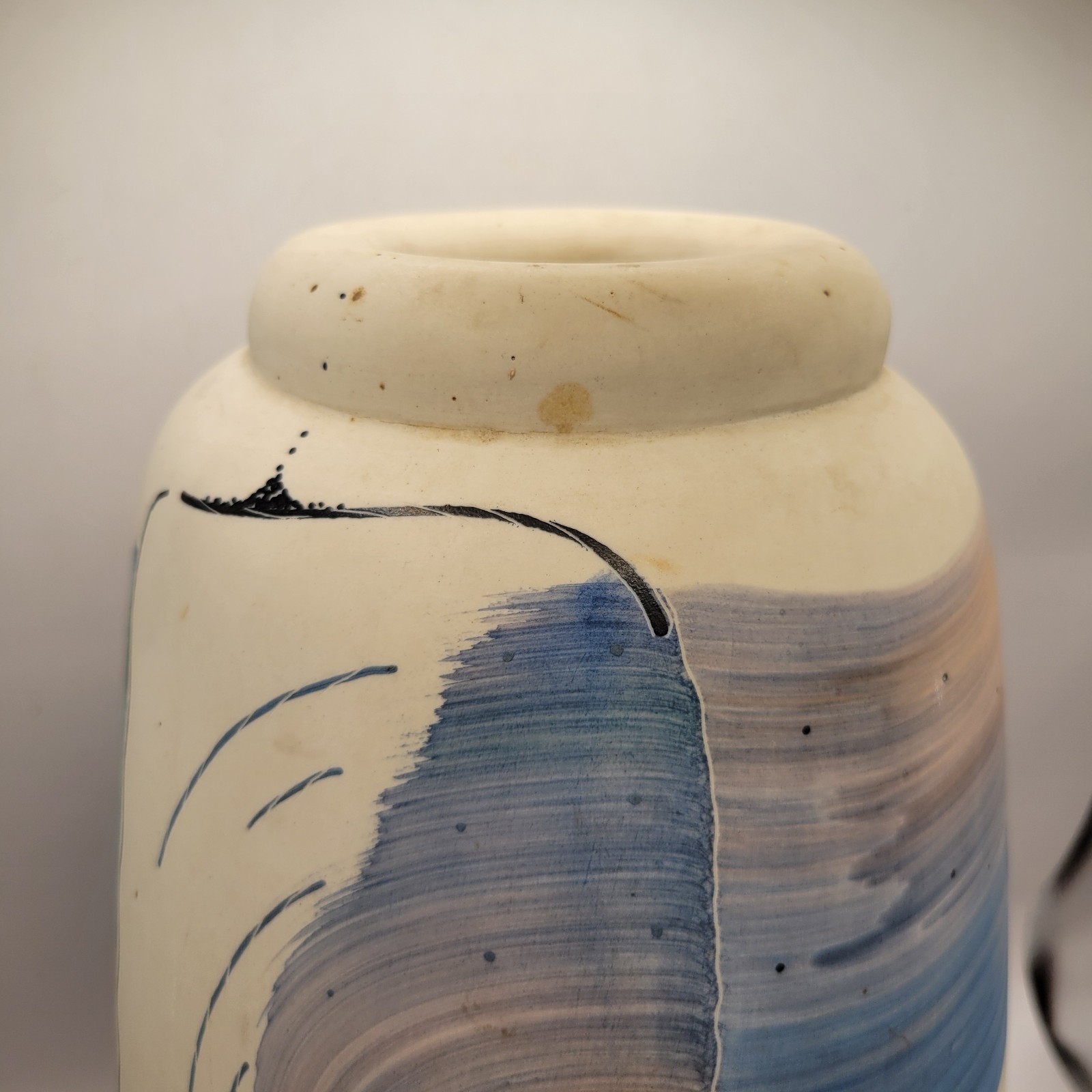 James Rothrock Hand Painted Art Pottery Vase 15in Tall 8in Diameter 1986